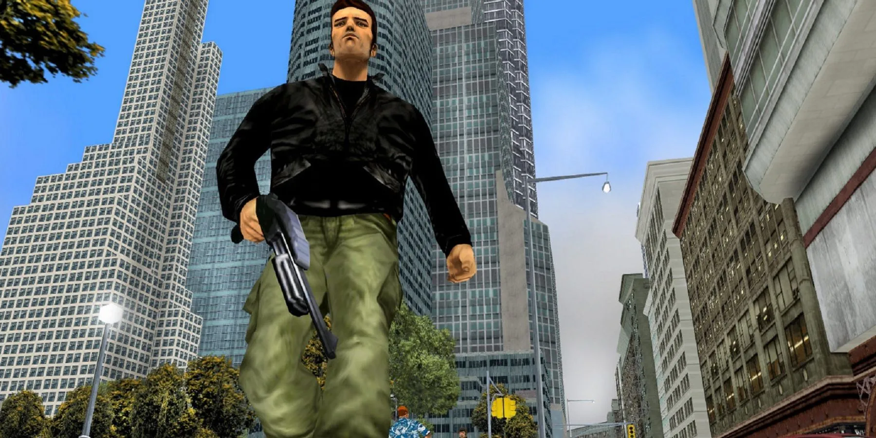 Nhân vật Claude cầm súng trong Grand Theft Auto 3