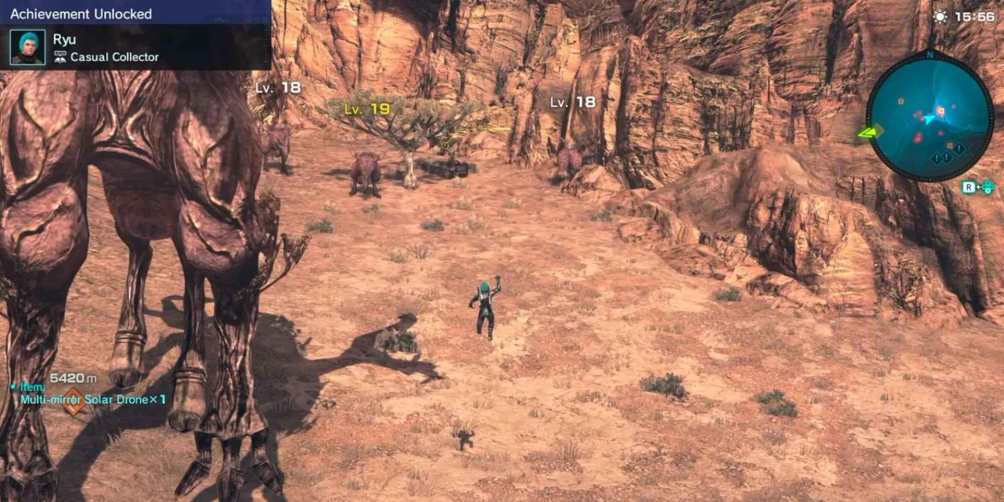 Nhân vật đang khám phá một khu vực rộng lớn và đầy màu sắc trên hành tinh Mira trong Xenoblade Chronicles X.