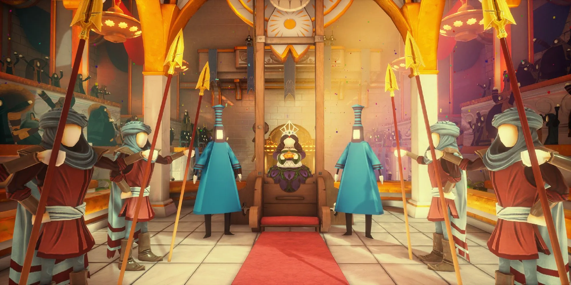 Nhân vật Edith Finch đang ngồi trên ngai vàng trong một cảnh tưởng tượng trong game What Remains of Edith Finch