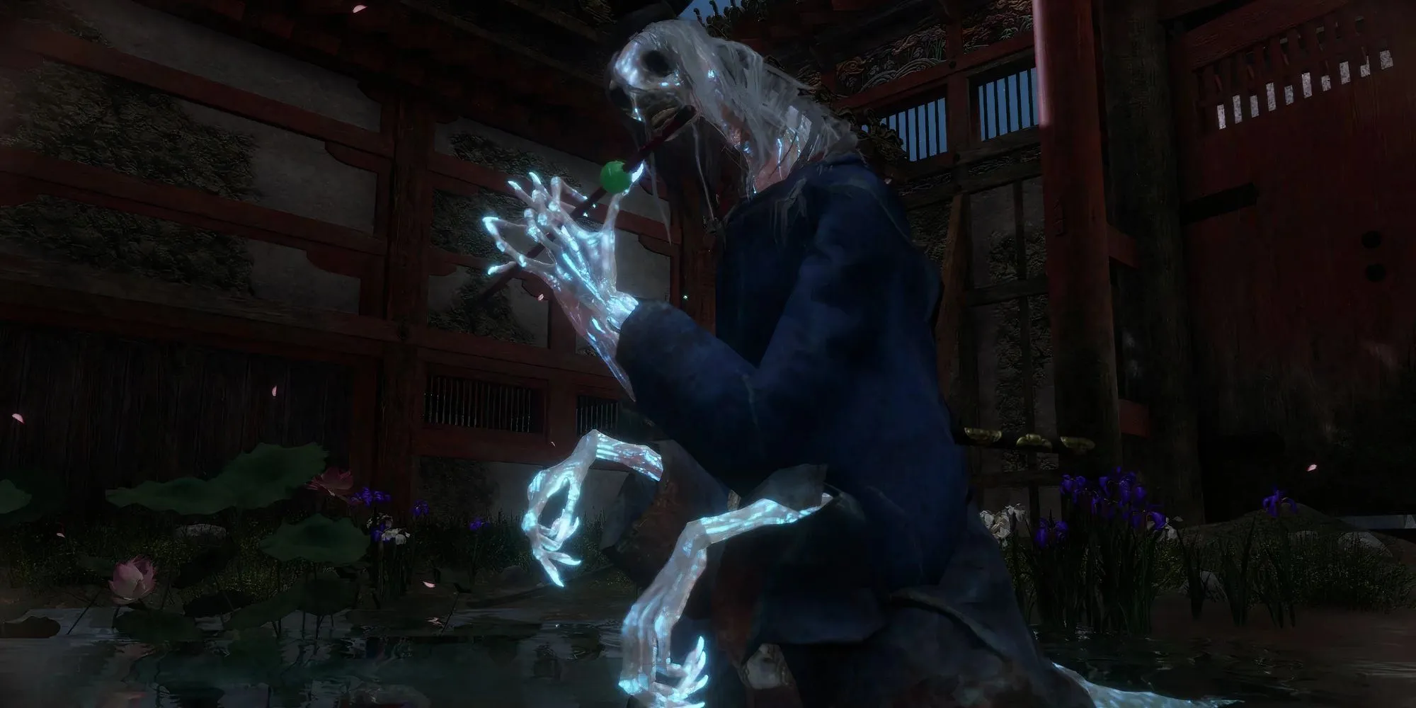 Nhân vật gục ngã vì hiệu ứng Suy Nhược (Enfeeble) trong Sekiro