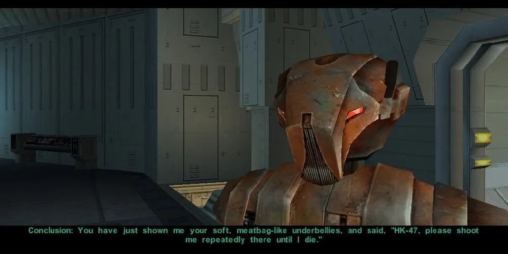 Nhân vật HK-47 gọi ai đó là &quot;túi thịt&quot; trong Star Wars Knights of the Old Republic