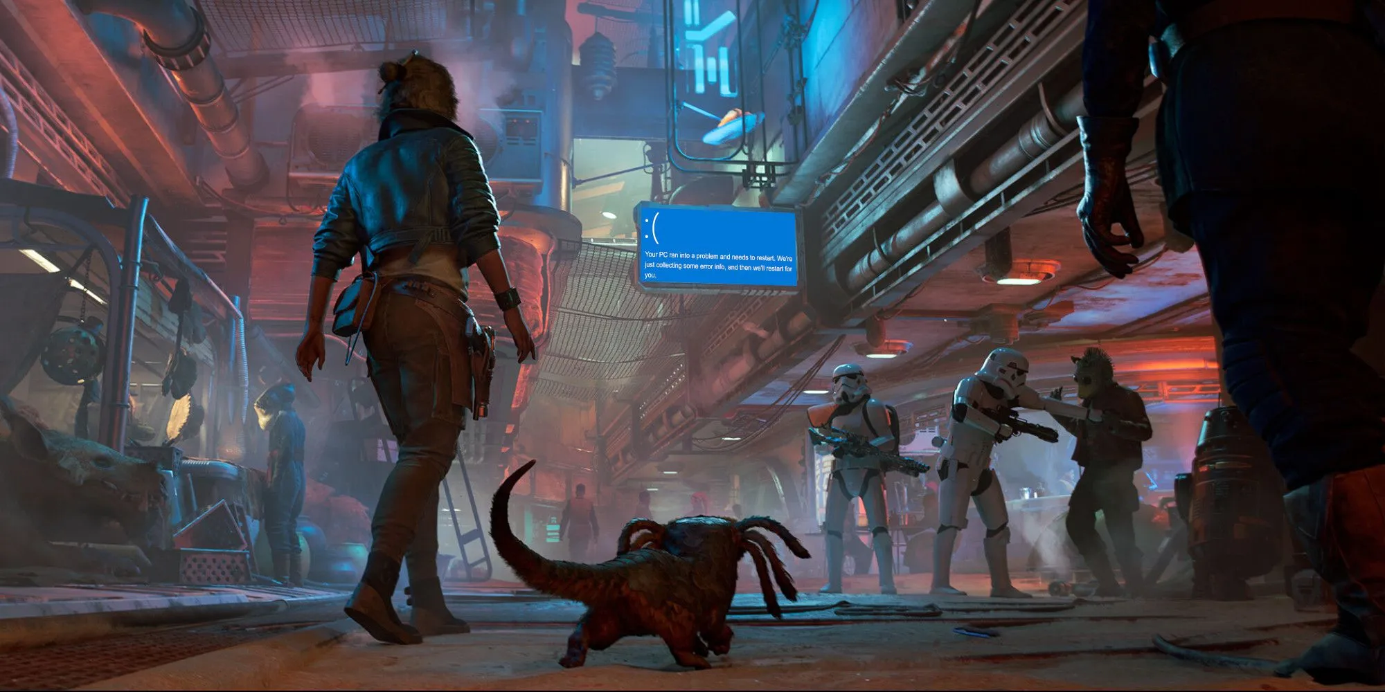 Nhân vật Kay Vess trong Star Wars Outlaws đứng cạnh một chiếc phi thuyền