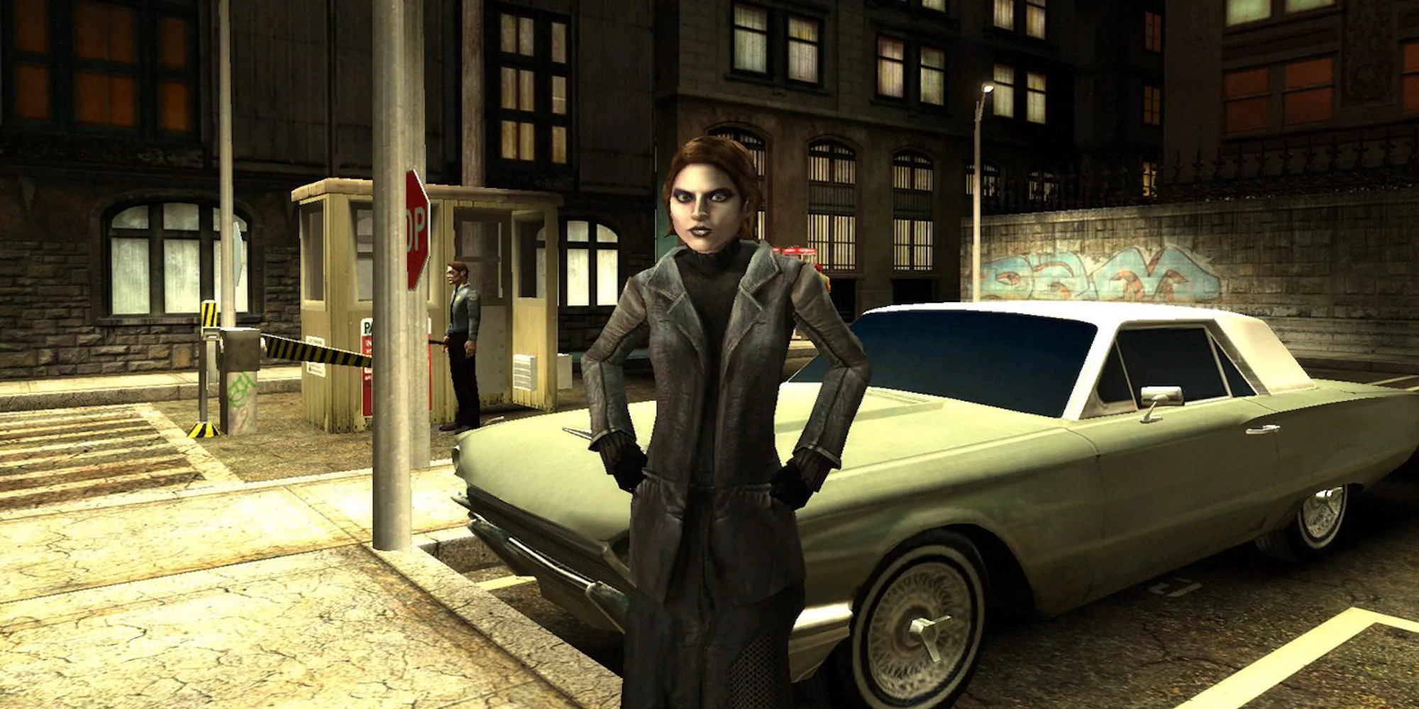 Nhân vật ma cà rồng mặc áo khoác trong game nhập vai Vampire The Masquerade Bloodlines