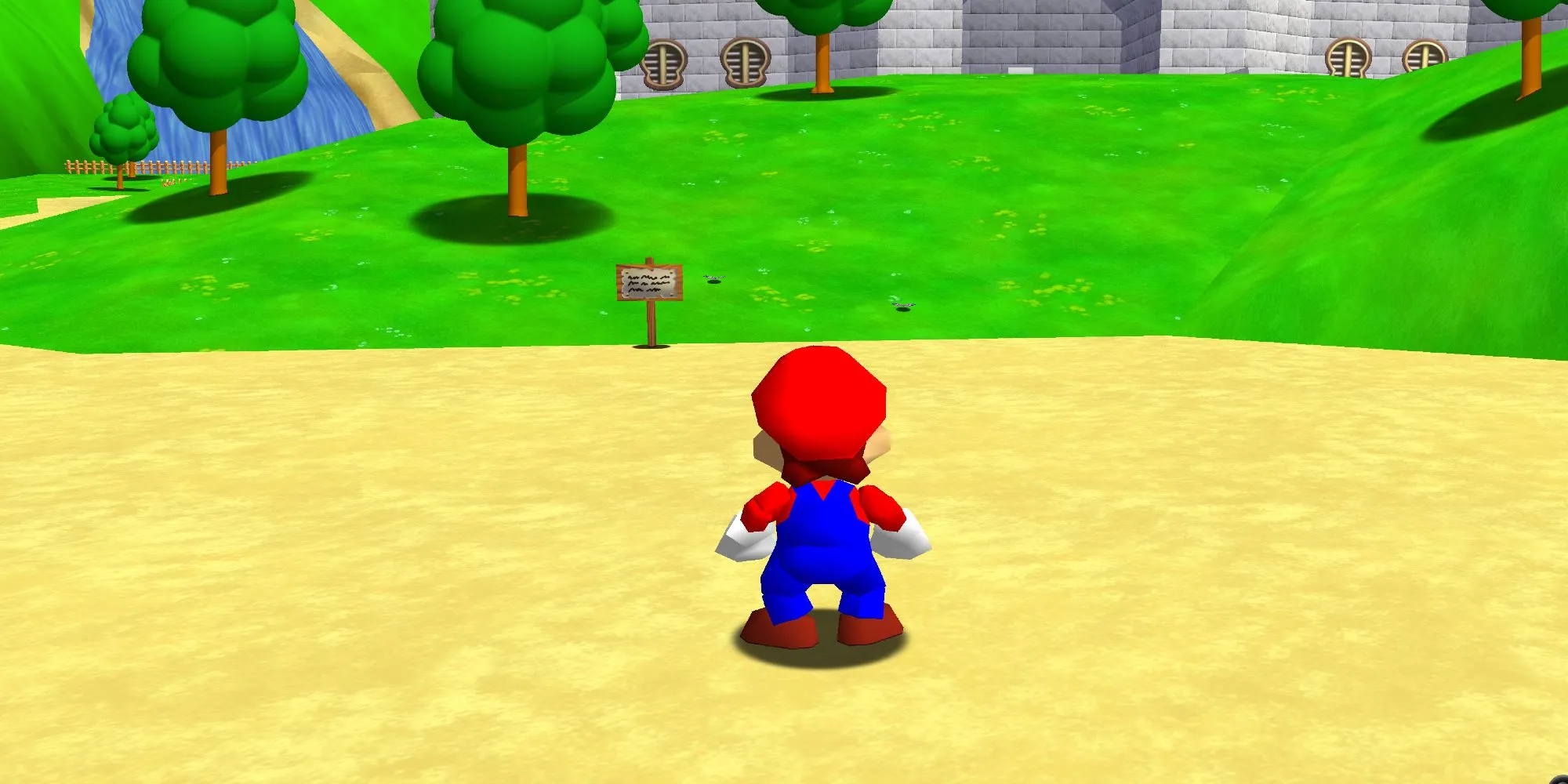 Nhân vật Mario đang bay lượn trong Super Mario 64