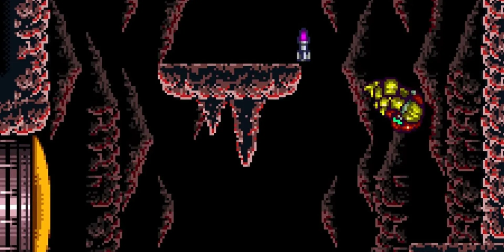 Nhân vật Samus nhảy trong game Super Metroid trên SNES