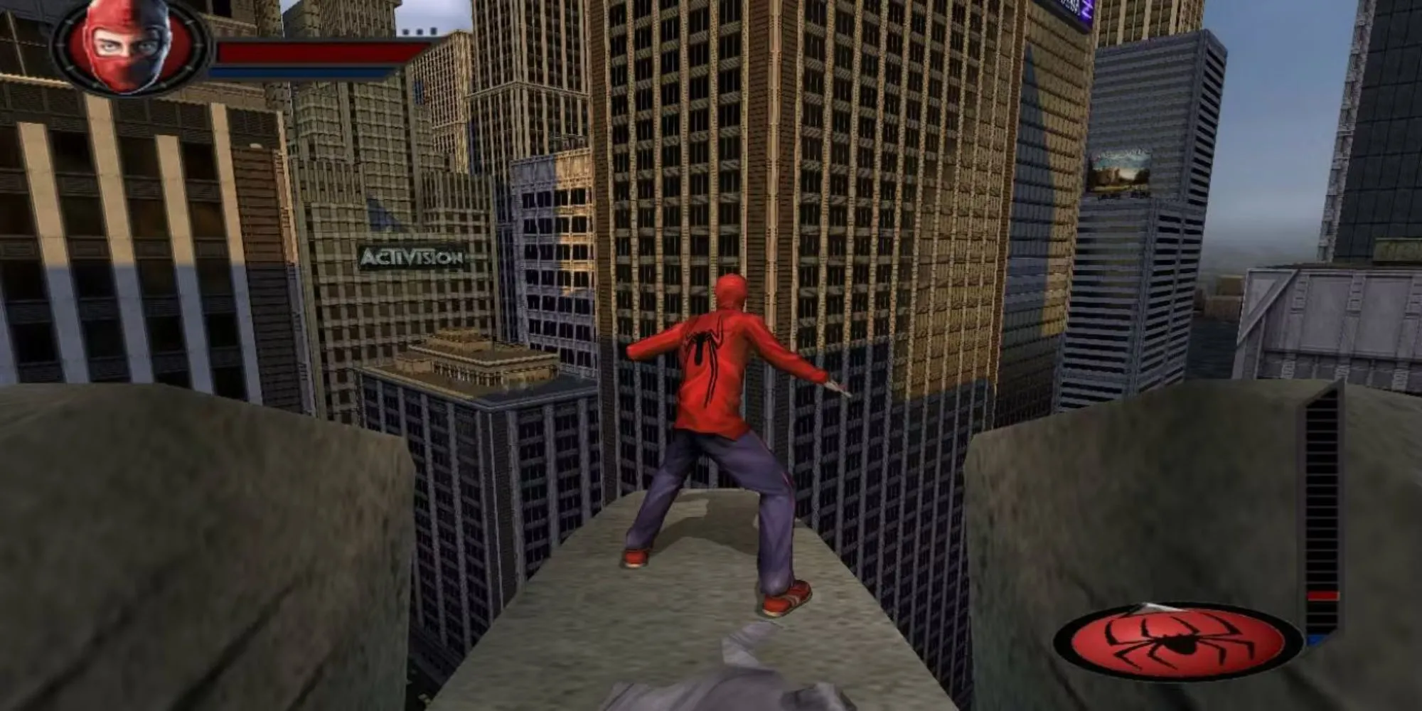 Nhân vật Spider-Man trong game Spider-Man The Movie trên PS2 với đồ họa cũ kỹ