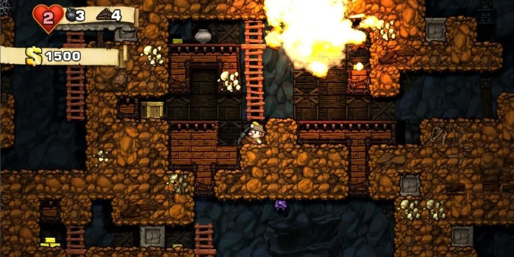 Nhân vật thám hiểm hang động đầy cạm bẫy trong Spelunky