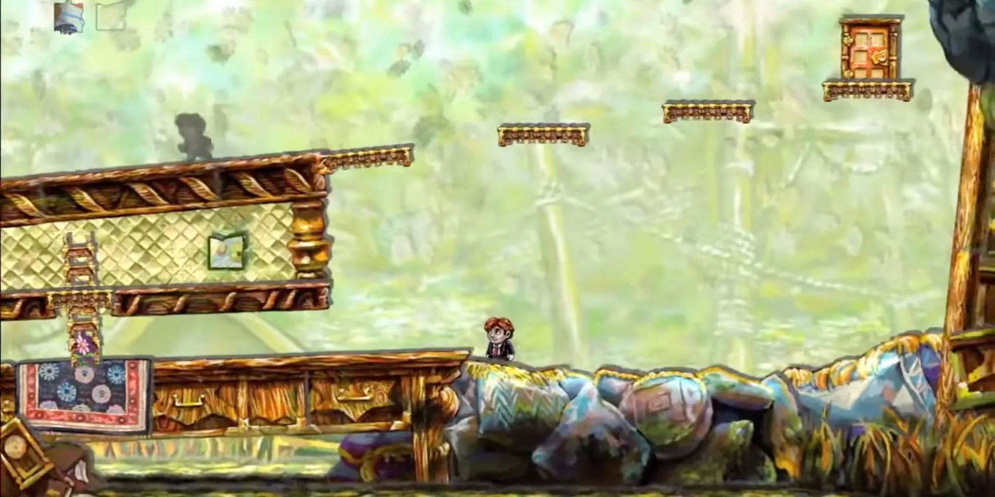 Nhân vật Tim với khả năng tua ngược thời gian trong game Braid