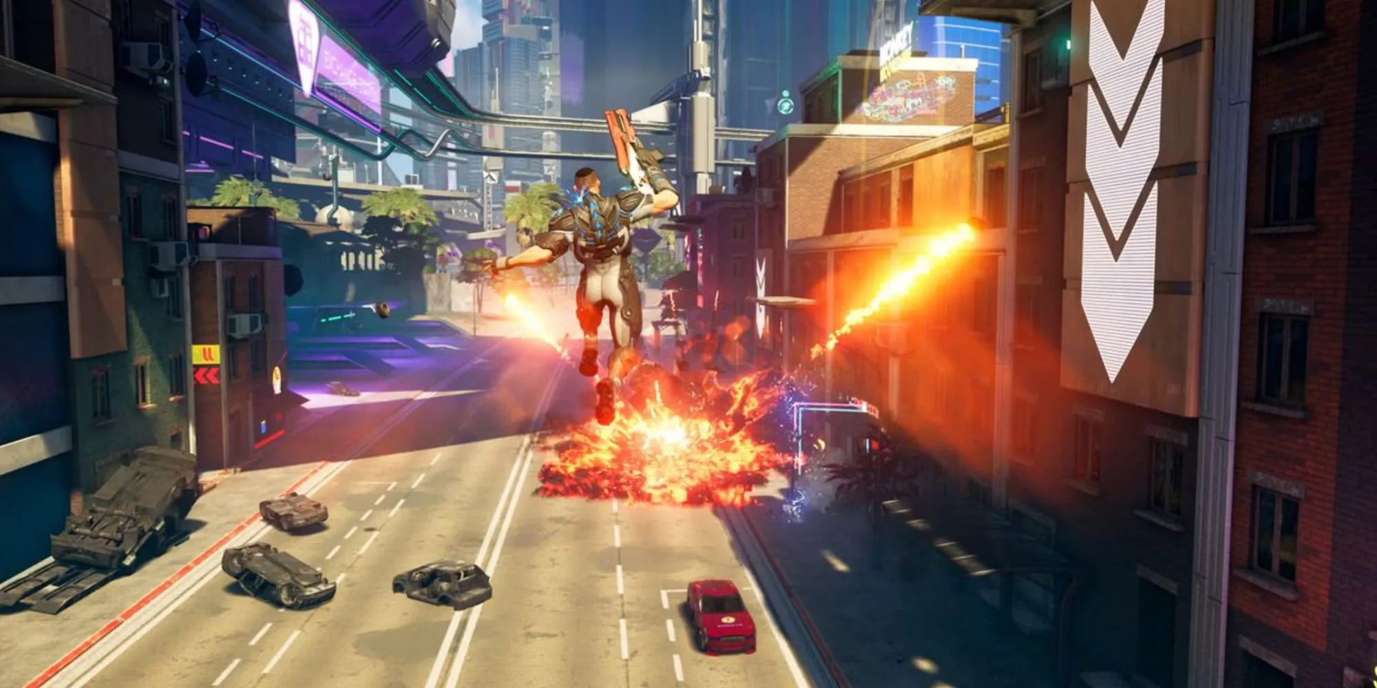 Nhân vật trong Crackdown 3 di chuyển tự do khám phá thành phố New Providence trước khi đối đầu trùm cuối Elizabeth Niemand.