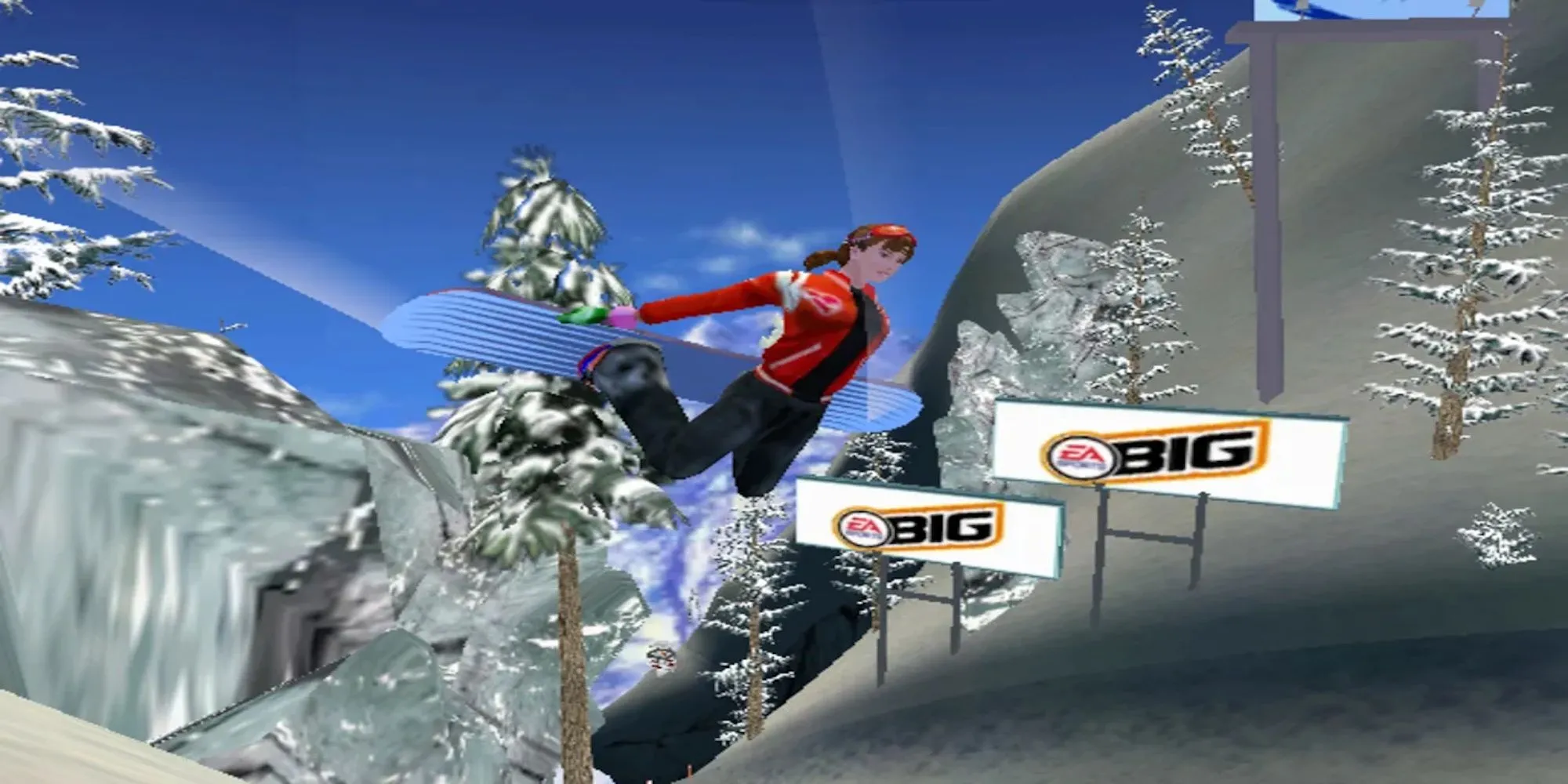 Nhân vật trong SSX Tricky thực hiện cú nhảy ngoạn mục trên ván trượt tuyết