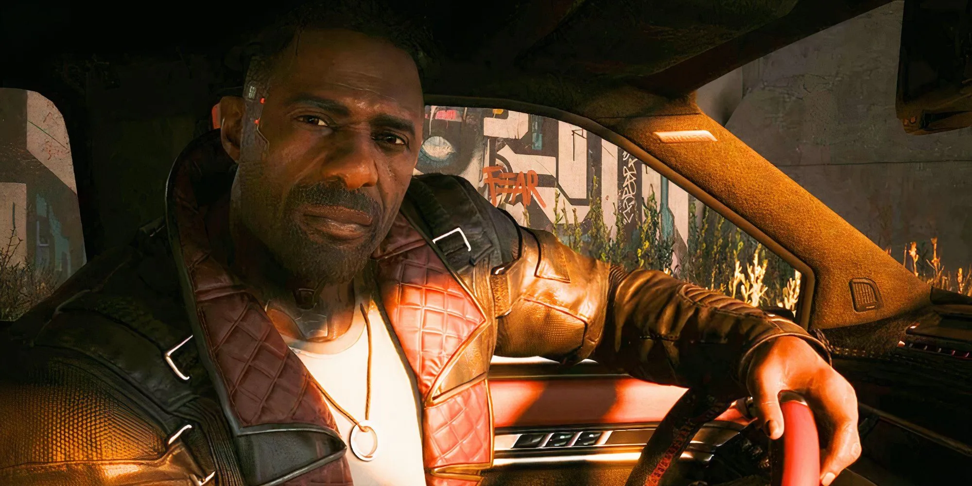 Nhân vật V trong Cyberpunk 2077 đứng giữa thành phố Night City rực rỡ ánh đèn neon