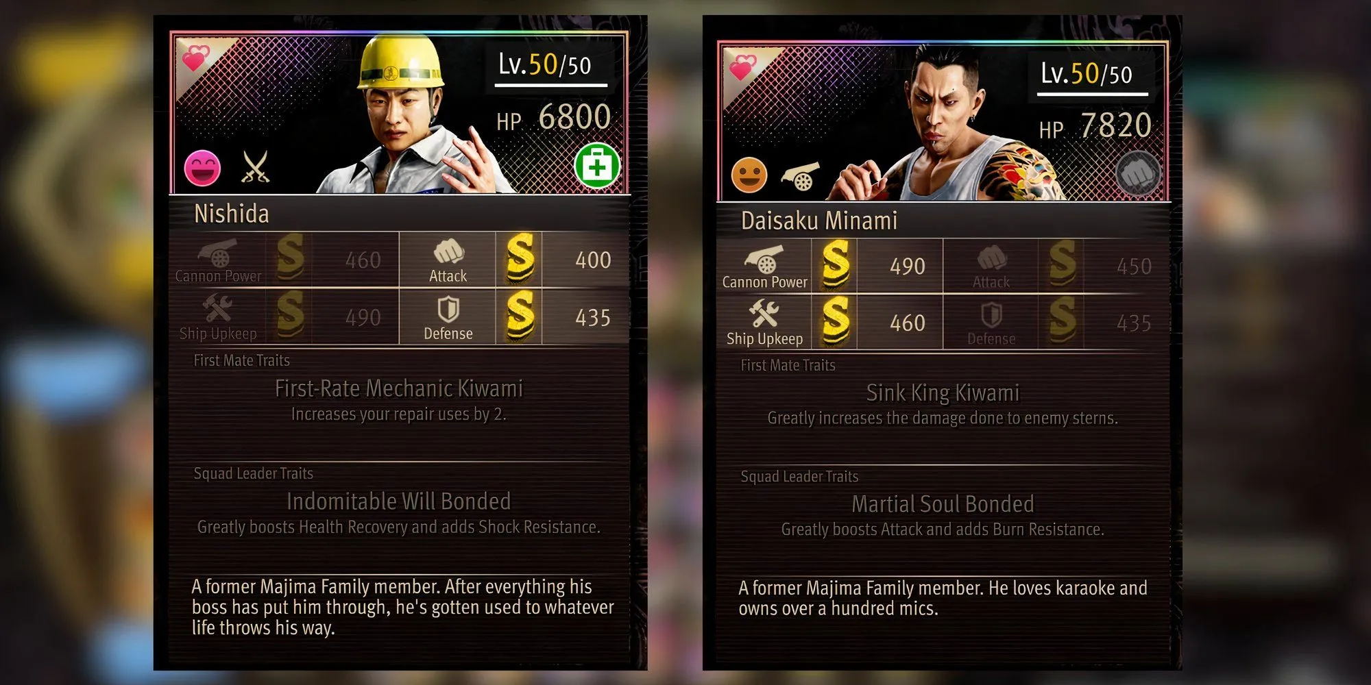 Nishida và Minami, hai thuộc hạ trung thành của Majima, sát cánh trong Pirate Yakuza