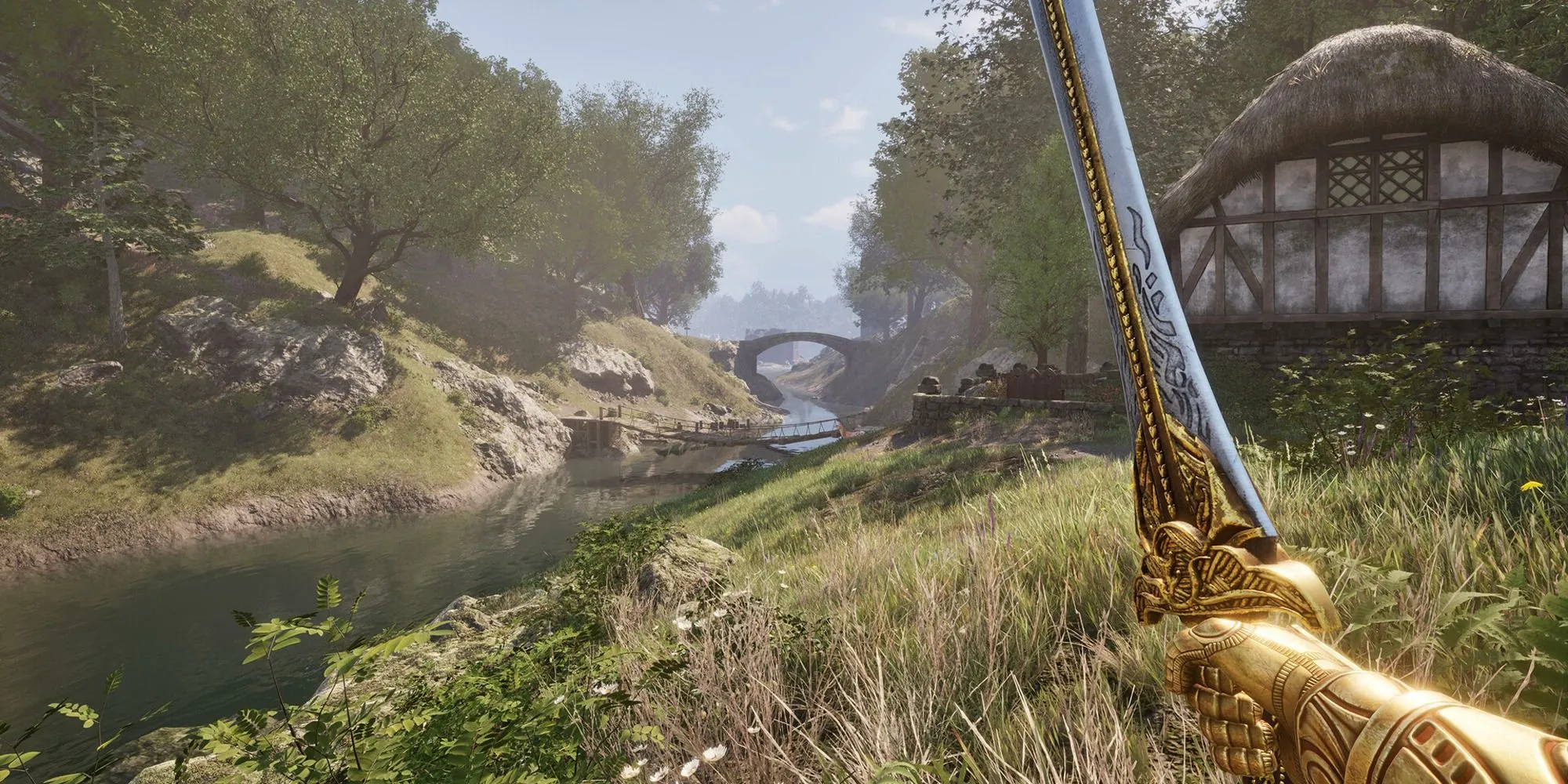 oblivion remastered player with golden sword