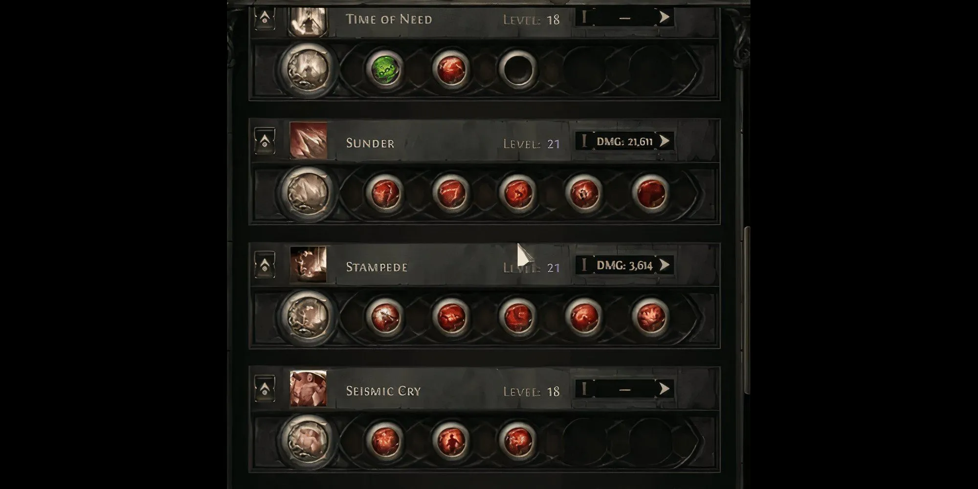 Path of Exile 2 End game warrior skills for the sunder warrior build on menu