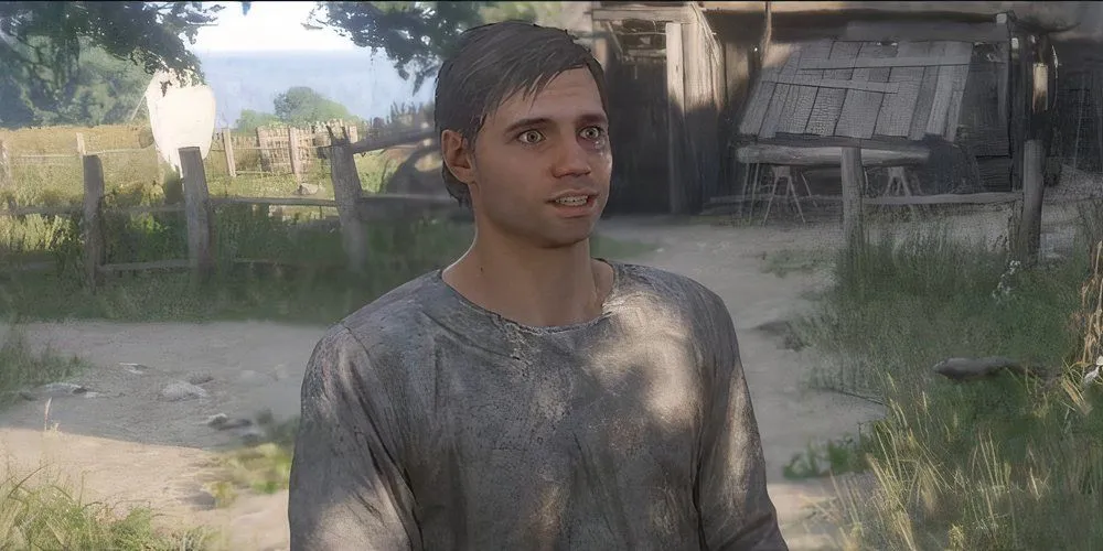 Pavel đang trao đổi với Henry về nhiệm vụ All's Fair trong Kingdom Come Deliverance 2 tại làng Wysoka