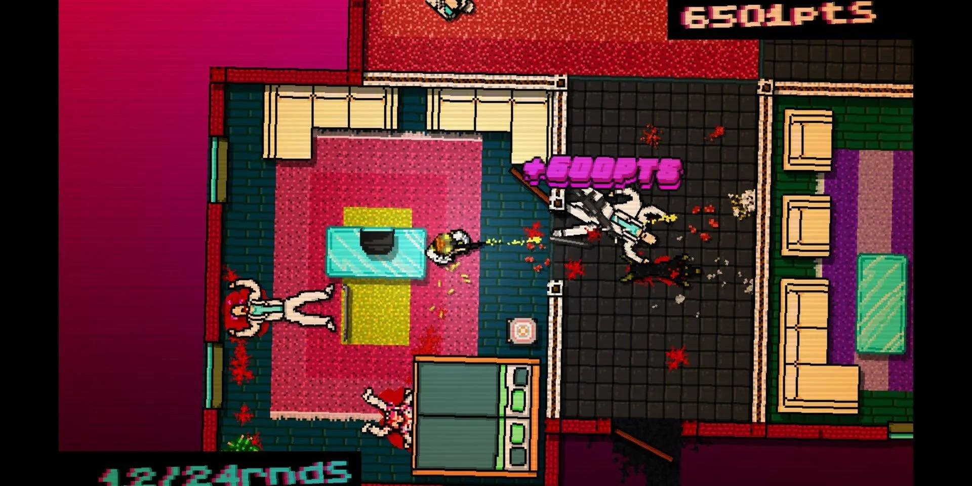 Pha hành động bắn súng máu lửa trong game Hotline Miami