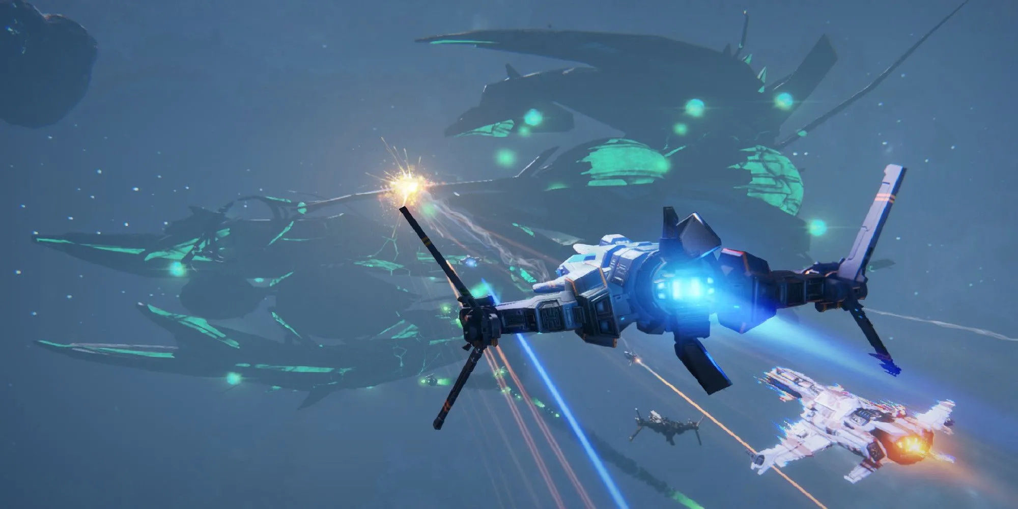 Phi thuyền nhỏ trong Star Conflict đối đầu với tàu chiến dreadnought khổng lồ
