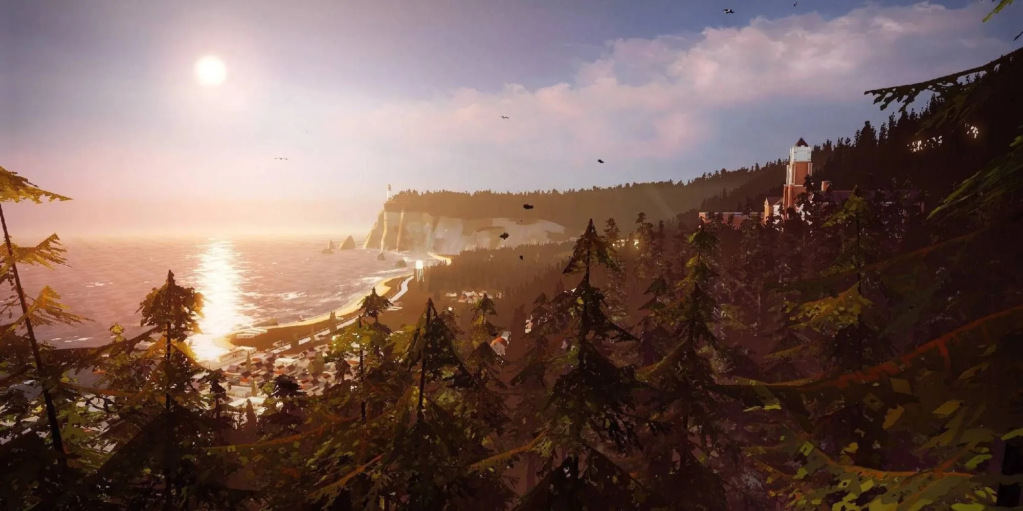 Phong cảnh thị trấn Arcadia Bay trong game Life is Strange, game phiêu lưu có không khí thị trấn nhỏ tương đồng Stars Hollow