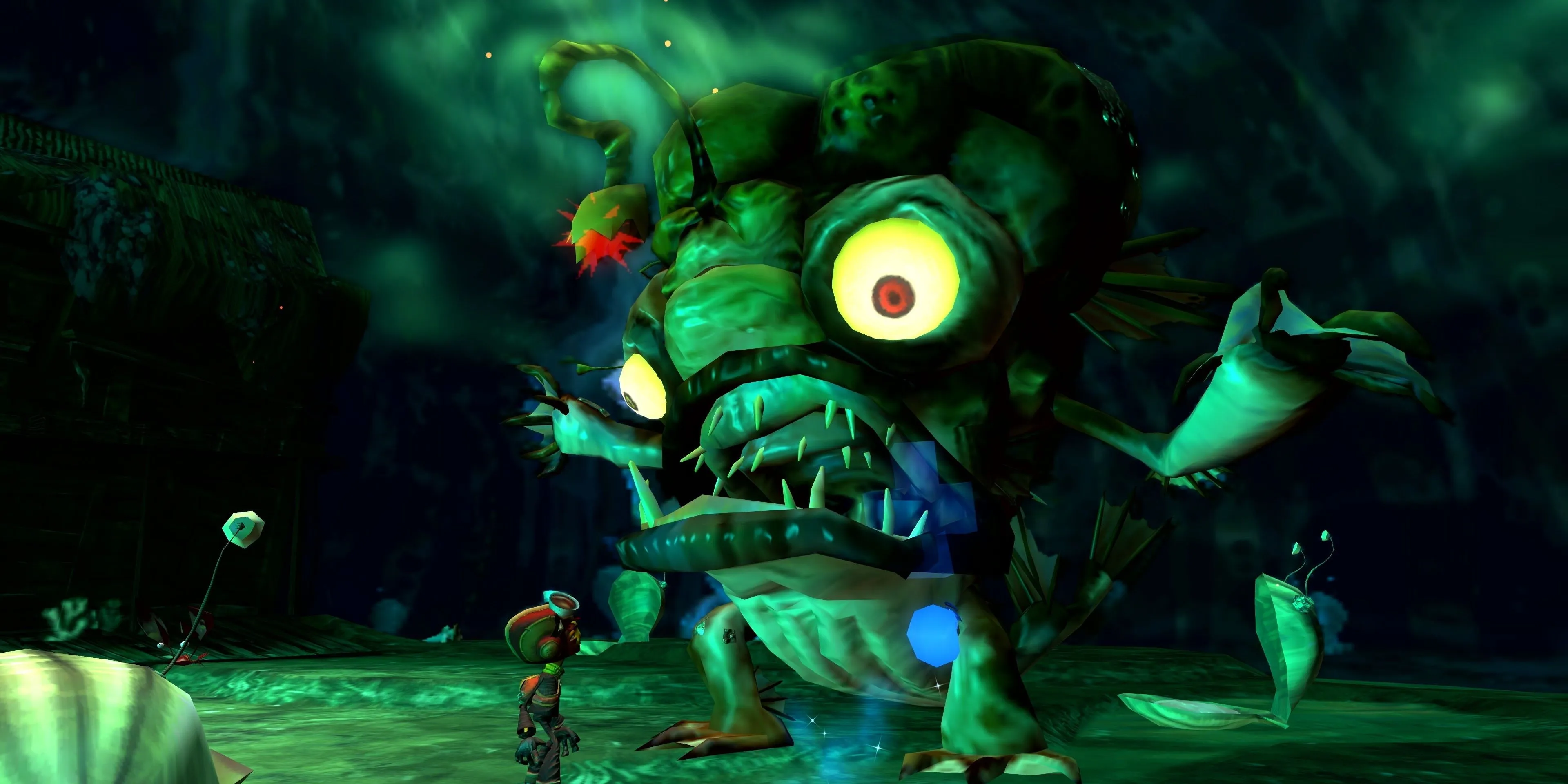 Raz nói chuyện với Linda the Lungfish trong Psychonauts