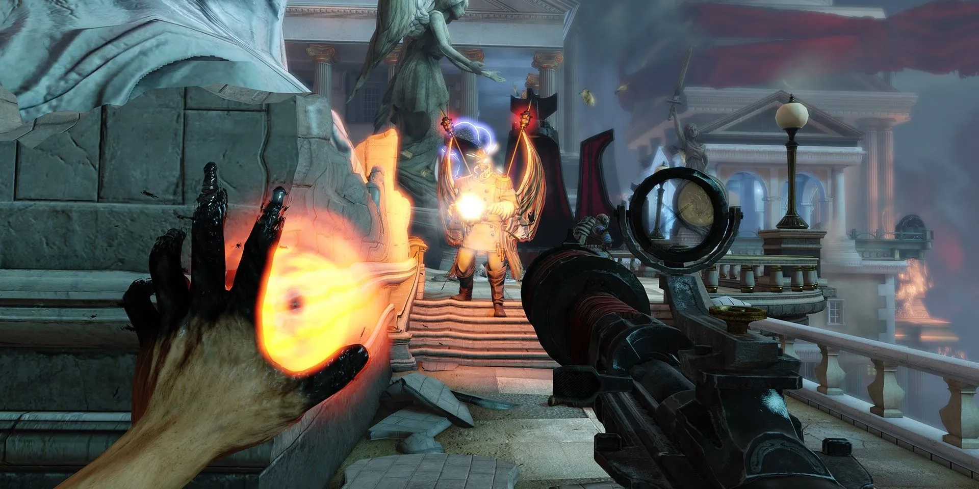 Sử dụng Vigor Return to Sender để phản đòn trong BioShock Infinite - Biểu diễn khả năng chiến đấu phụ đa dạng của Infinite