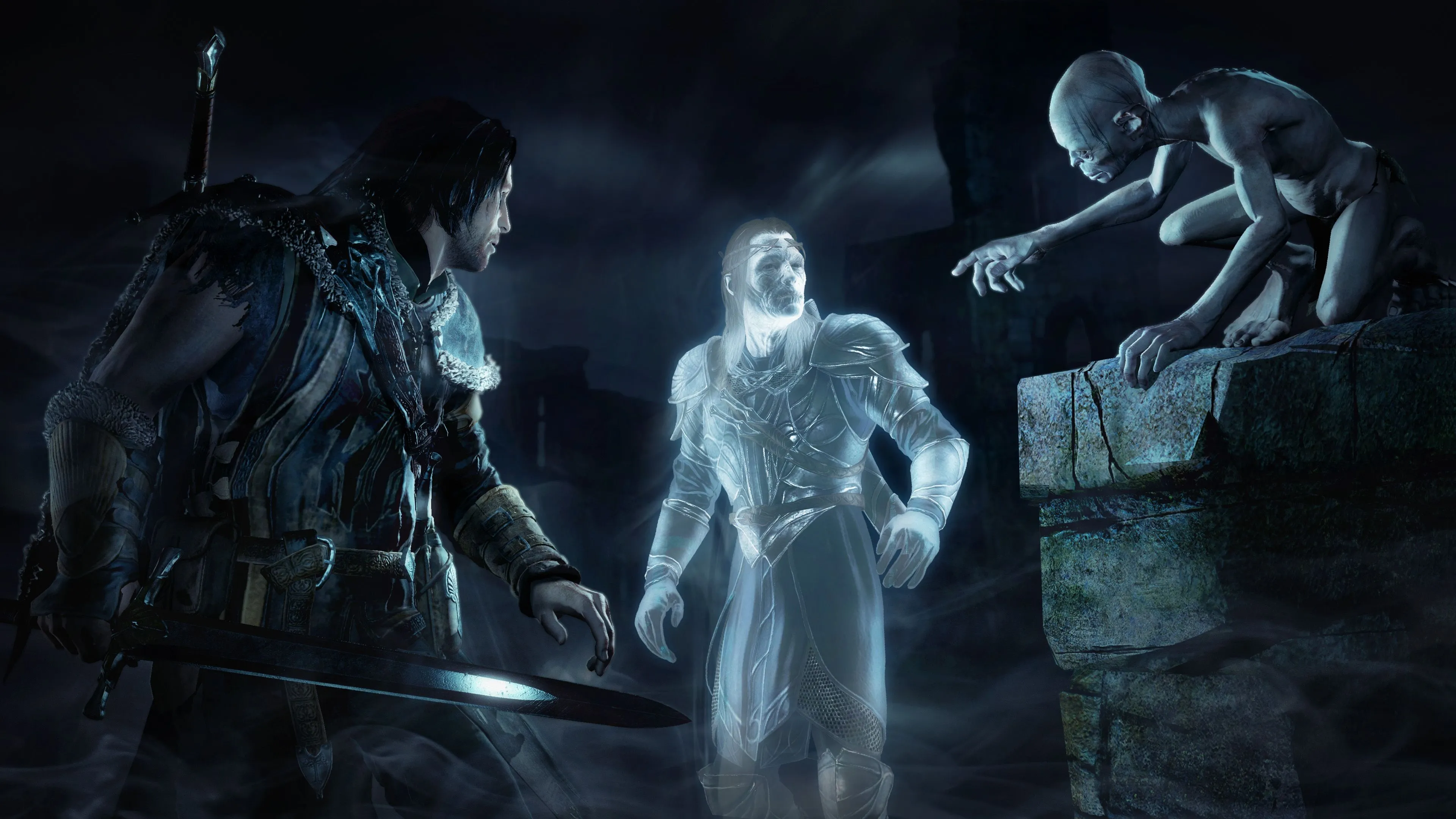 Talion, Celebrimbor và Gollum trong một phân cảnh quan trọng của Middle-earth: Shadow of Mordor