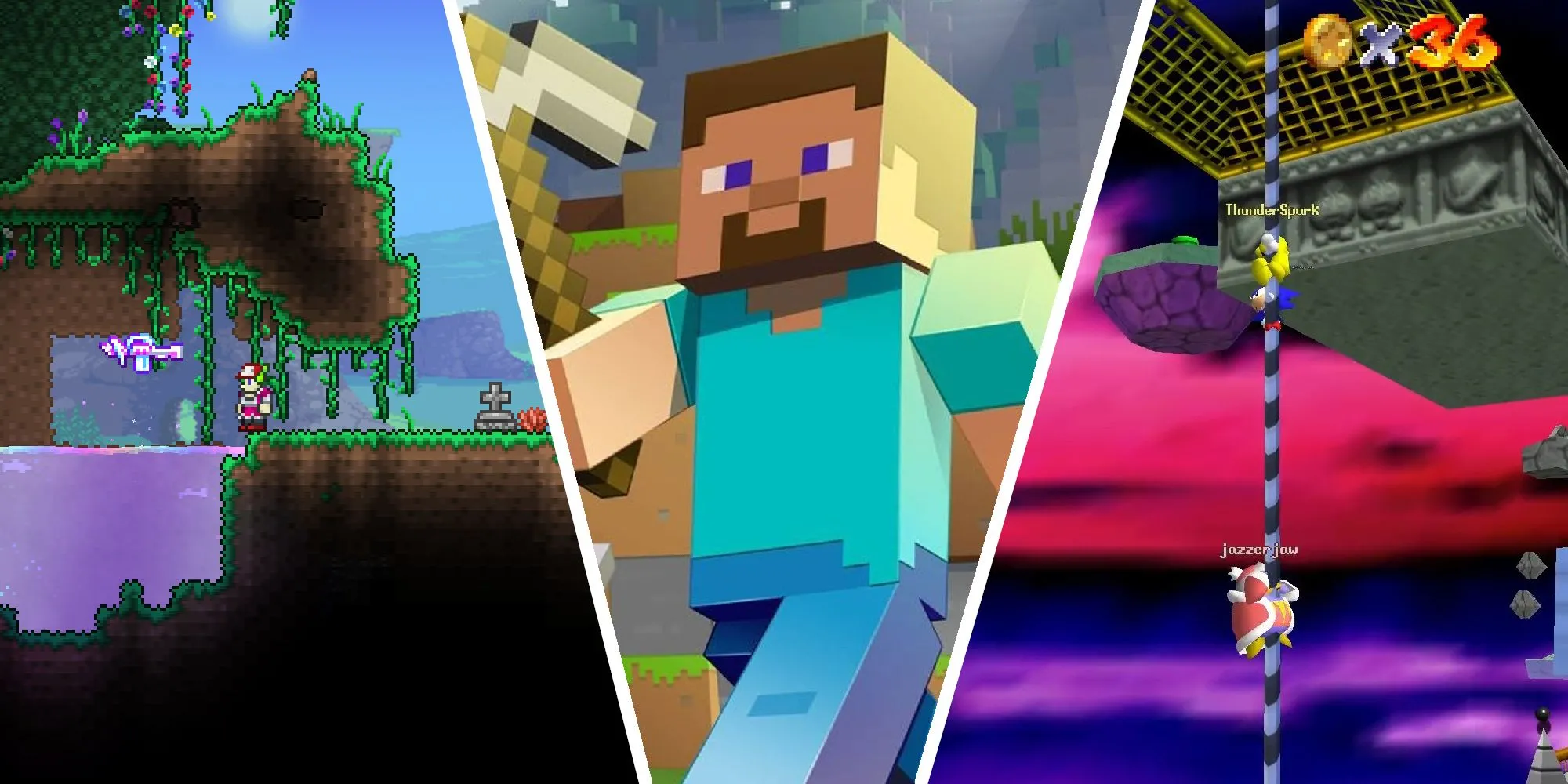 Thumbnail game co-op hay nhất với Terraria, Minecraft, và Mario 64 Co-op DX