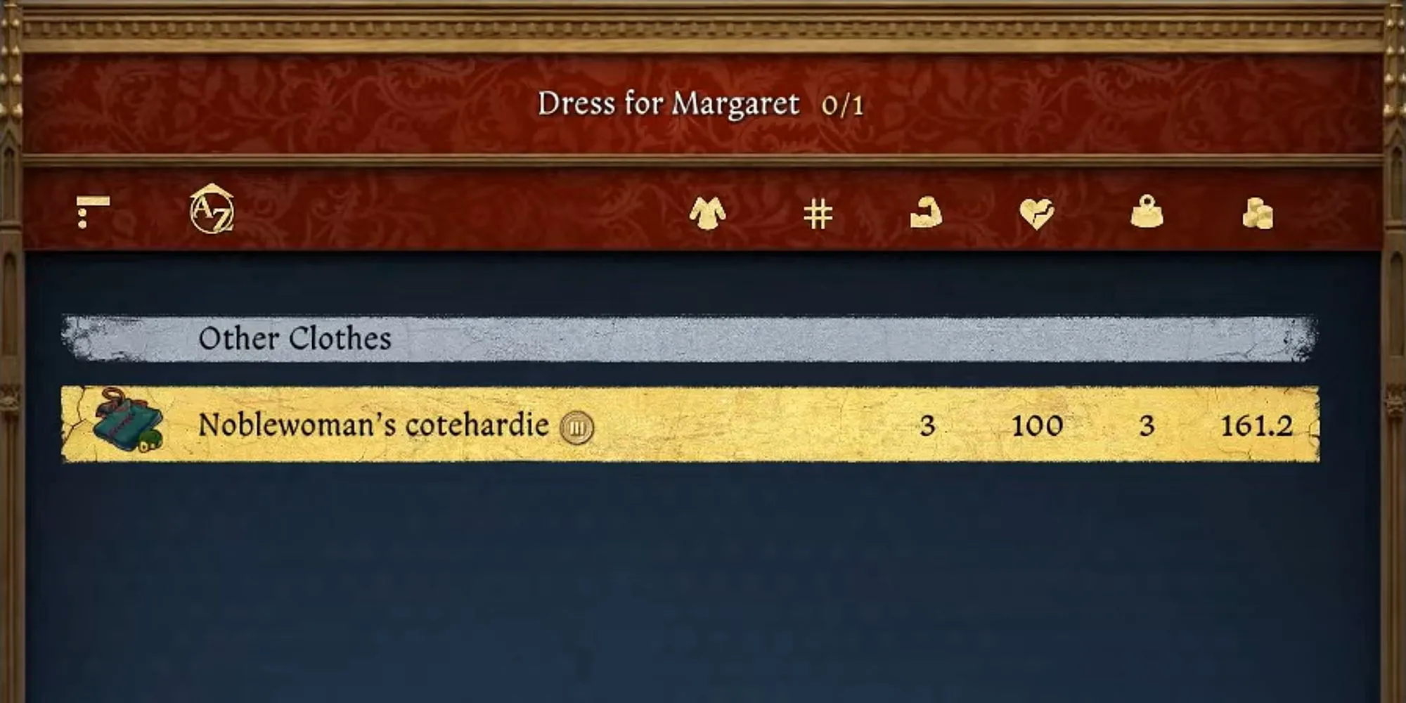 Trang phục Noblewoman's Cothardie cho Margaret trong nhiệm vụ Victimised KCD2