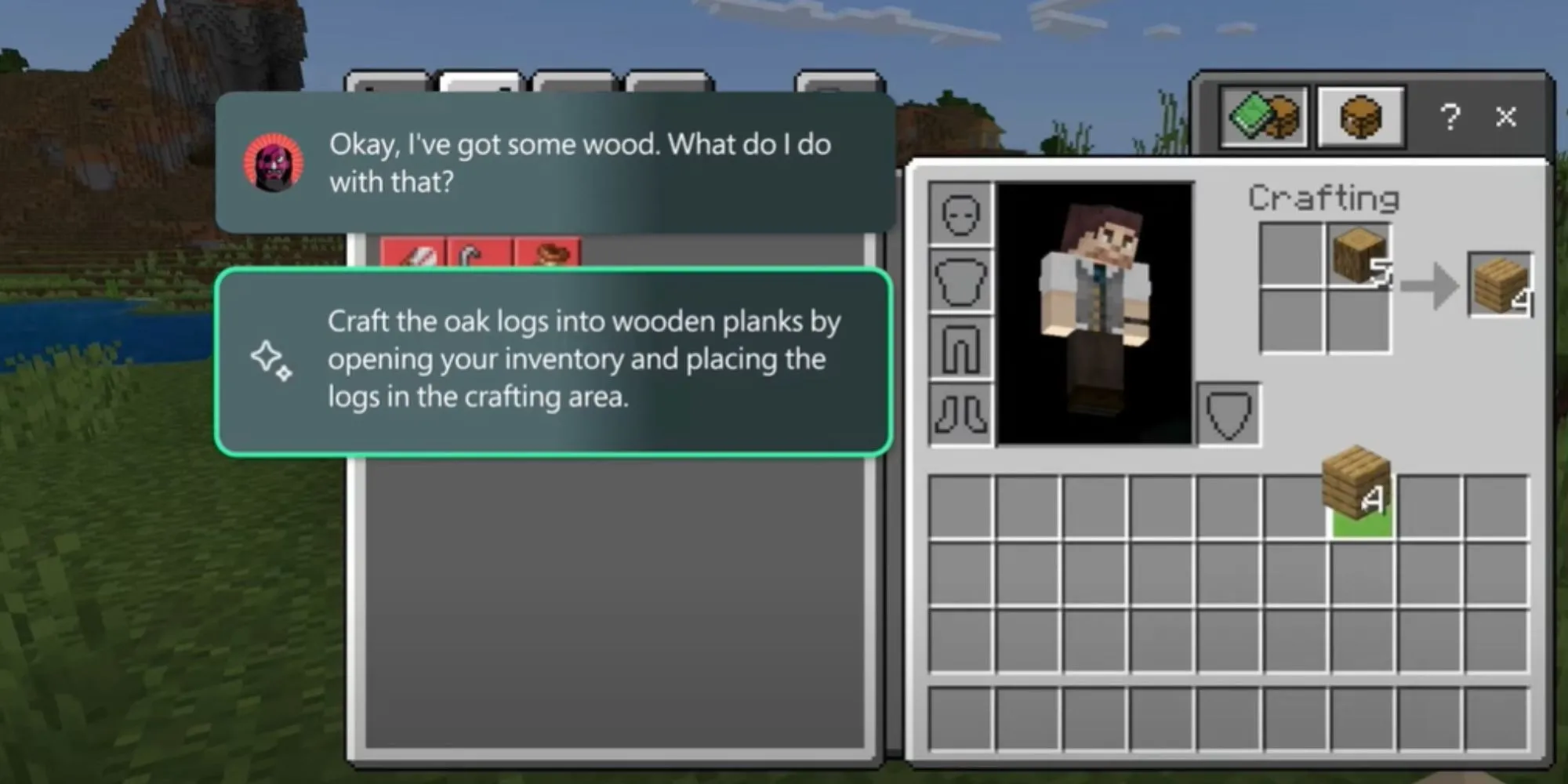 Ví dụ về ứng dụng AI Copilot của Microsoft trong việc hỗ trợ người chơi Minecraft