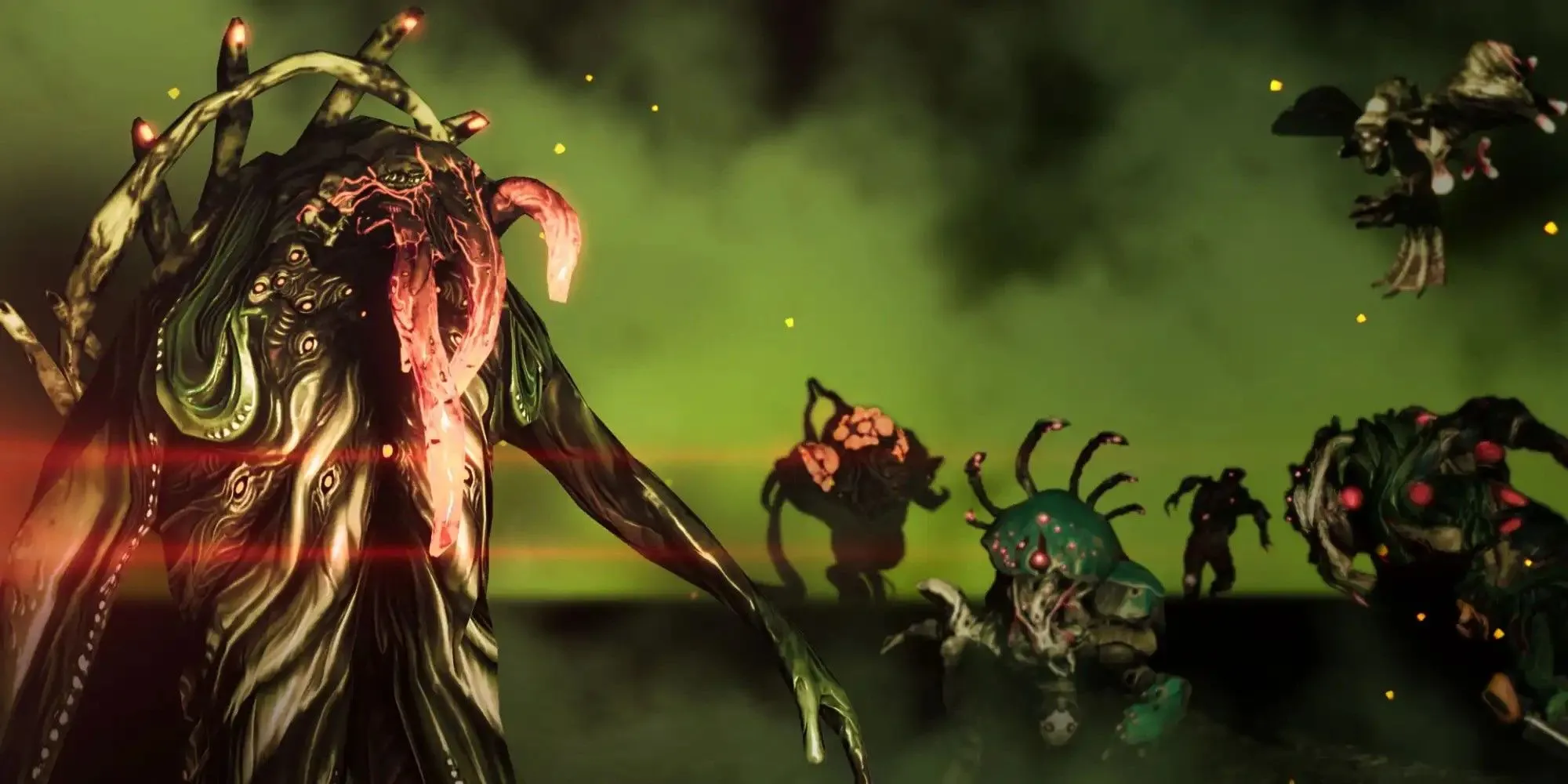 Warframe chiến đấu với đám đông kẻ thù trong một nhiệm vụ