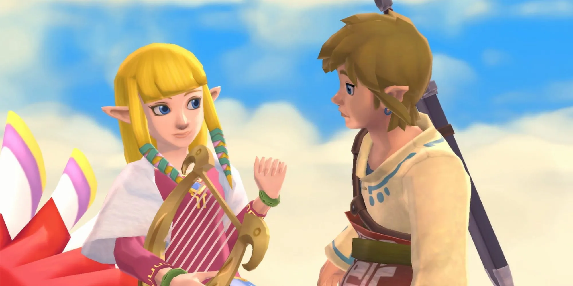 Zelda và Link cùng nhau cưỡi Loftwing trong The Legend of Zelda Skyward Sword