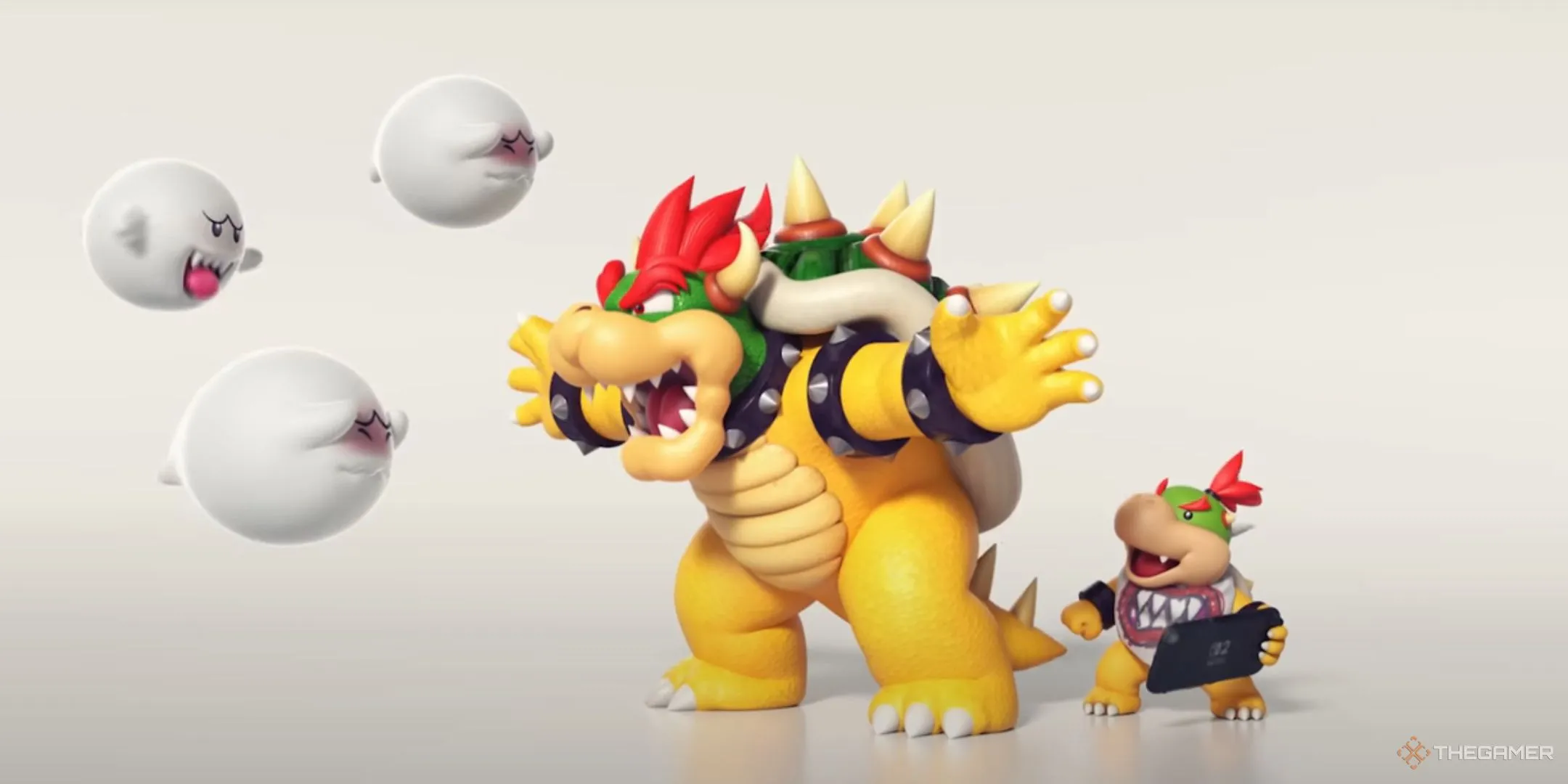Bowser chặn ma Boo, minh họa tính năng báo cáo người chơi trong GameChat Switch 2