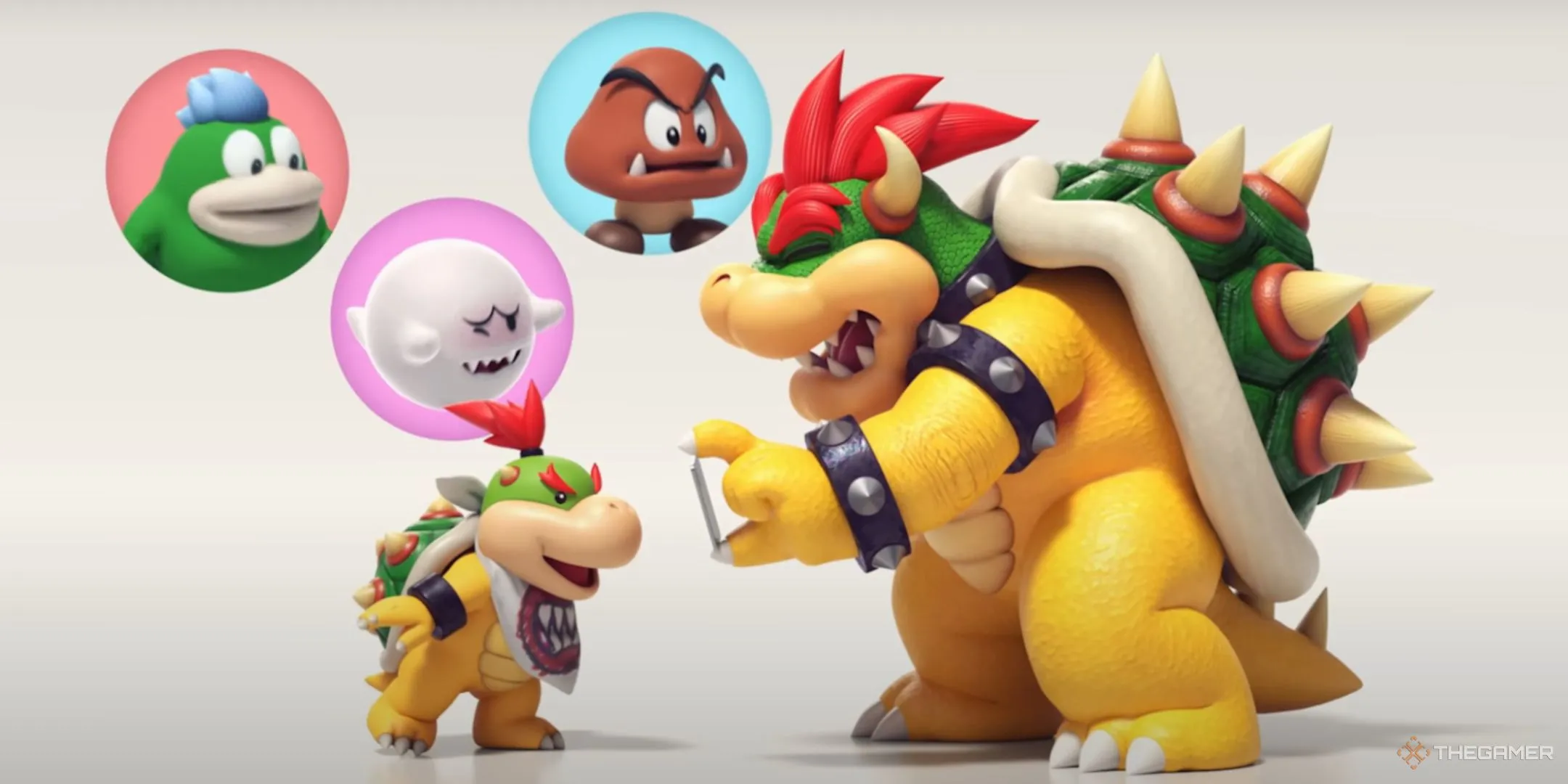 Bowser và Baby Bowser đang duyệt yêu cầu kết bạn trên GameChat Switch 2