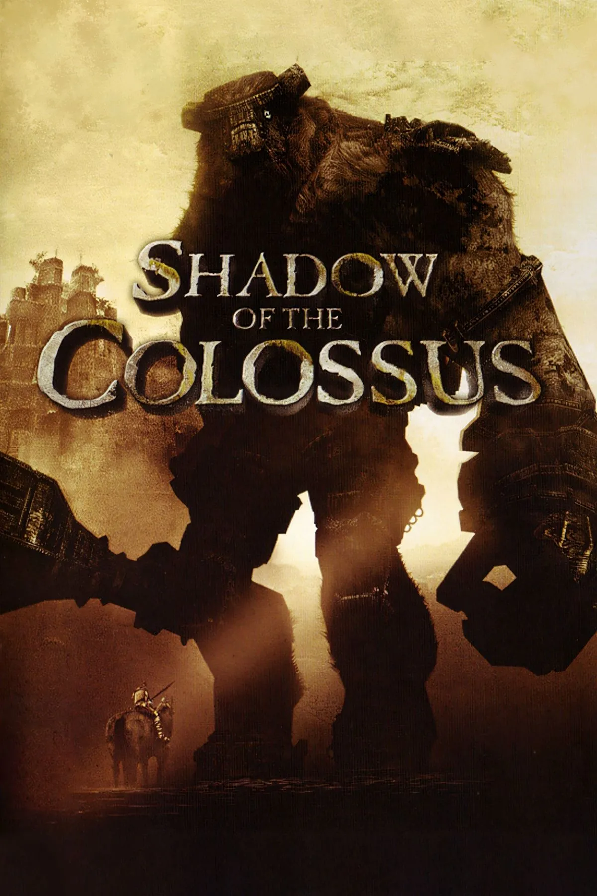 Ảnh bìa Shadow of the Colossus, một game thế giới mở độc đáo tập trung vào việc săn lùng những Colossi khổng lồ giữa không gian tĩnh lặng