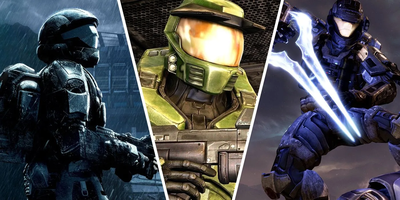 Ba chiến binh huyền thoại từ Halo ODST, Halo CE và Halo Reach, biểu tượng của Halo: The Master Chief Collection.