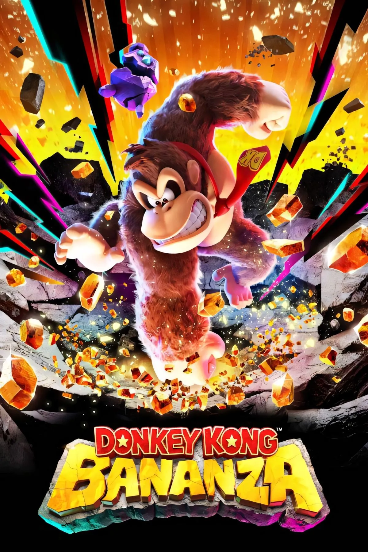 Bìa game Donkey Kong Bananza với tạo hình nhân vật mới lạ và độc đáo
