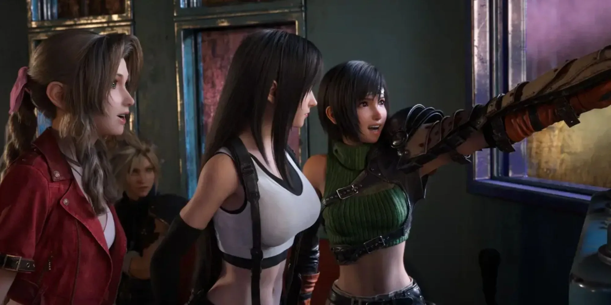 Cảnh chiến đấu hoành tráng trong Final Fantasy VII Rebirth, cho thấy đồ họa hiện đại và các nhân vật chính