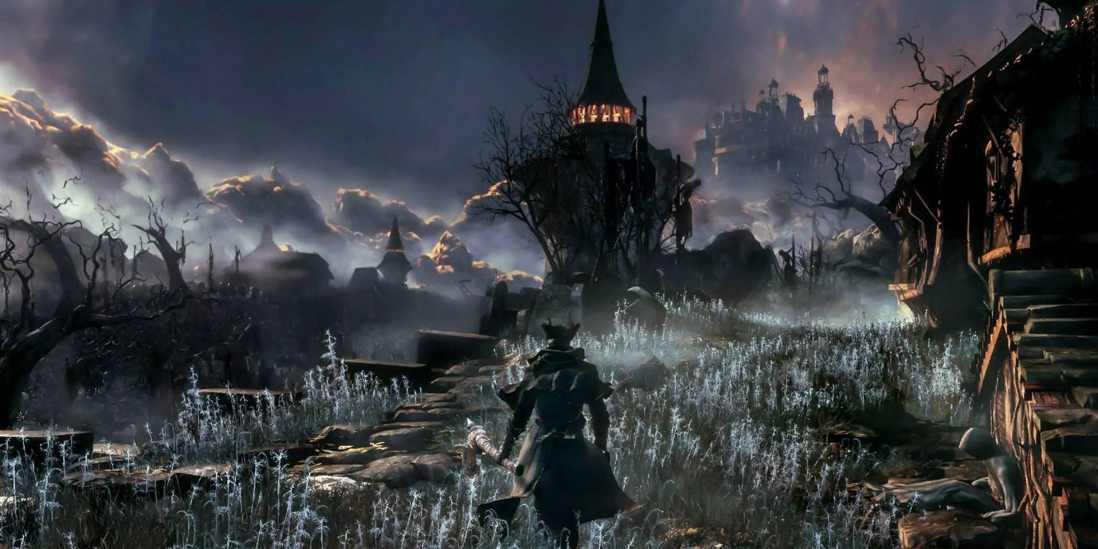 Cảnh chiến đấu kịch tính trong Bloodborne, game độc quyền PlayStation 4