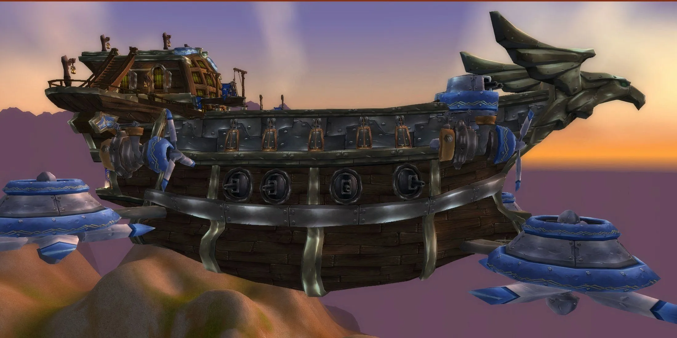 Chiến hạm Skyfire của phe Alliance tiến vào Pandaria trong World of Warcraft