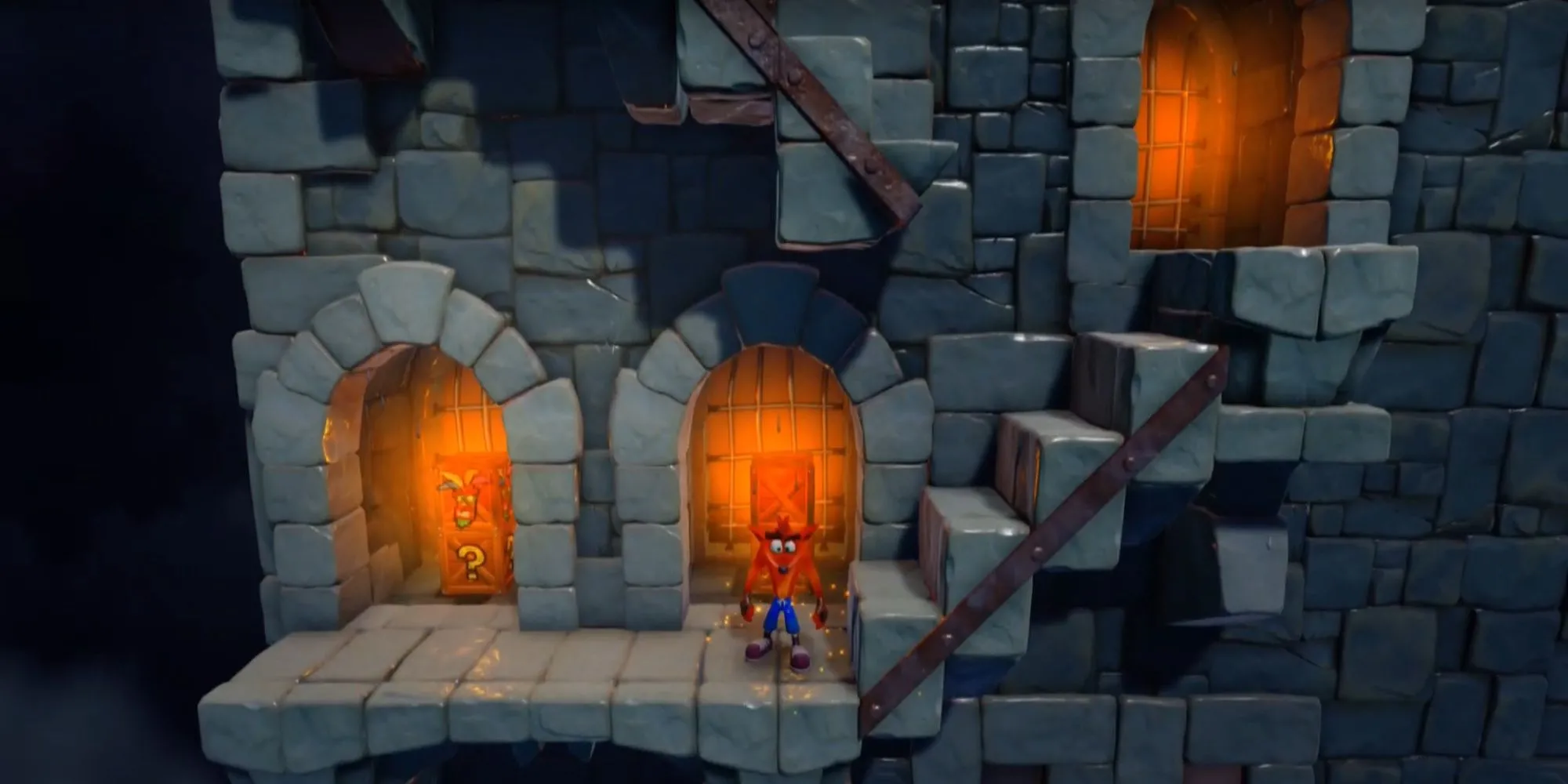 Crash Bandicoot N. Sane Trilogy đứng trước bậc thang trong Stormy Ascent