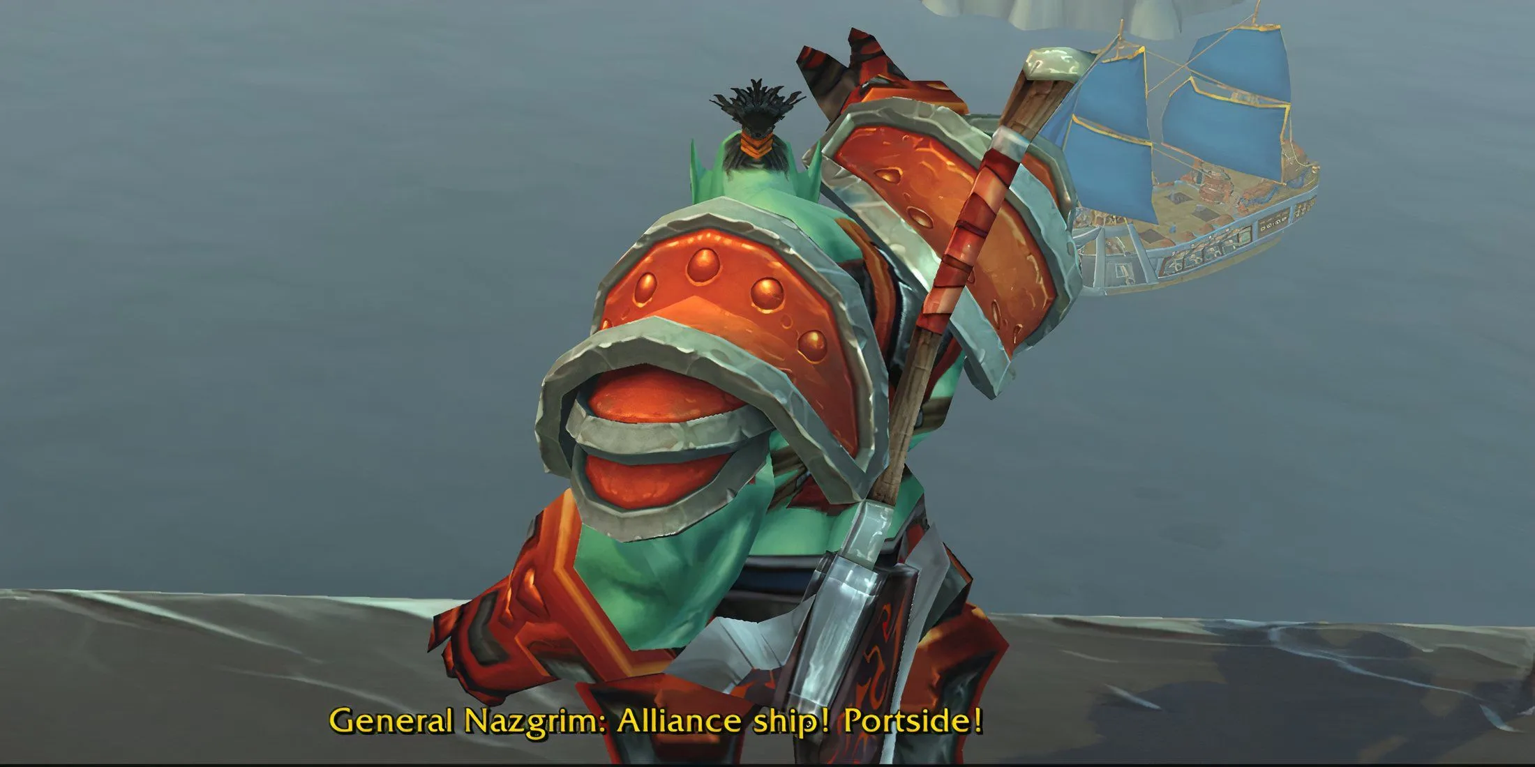 Đại Tướng Nazgrim hướng dẫn quân Horde lên đường đến Pandaria trong World of Warcraft