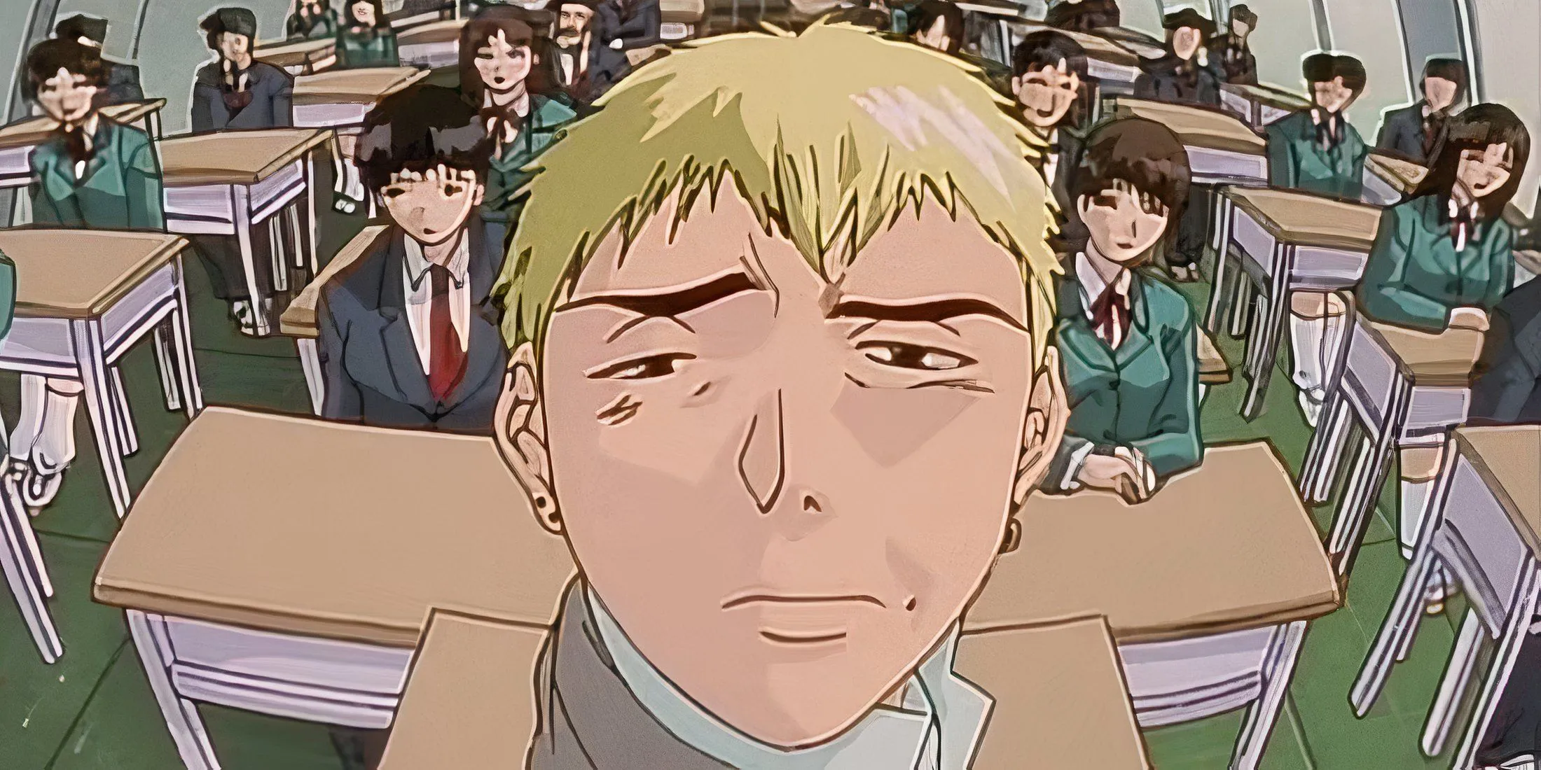 Eikichi Onizuka với biểu cảm hài hước trong lớp học tại anime GTO: Great Teacher Onizuka