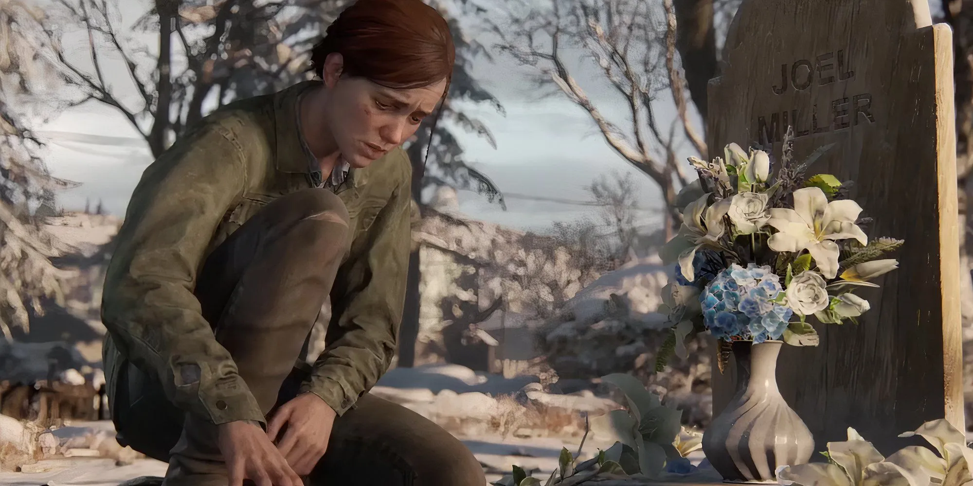 Ellie Williams bên cạnh giường ngủ của Joel Miller trong The Last of Us Part 2.