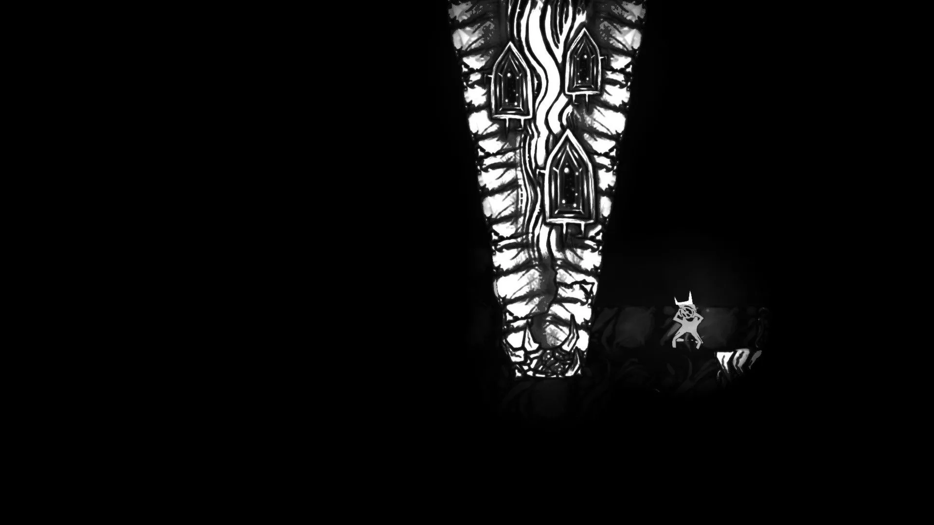 Gameplay của game Closure với nhân vật chính di chuyển trong không gian sáng tối