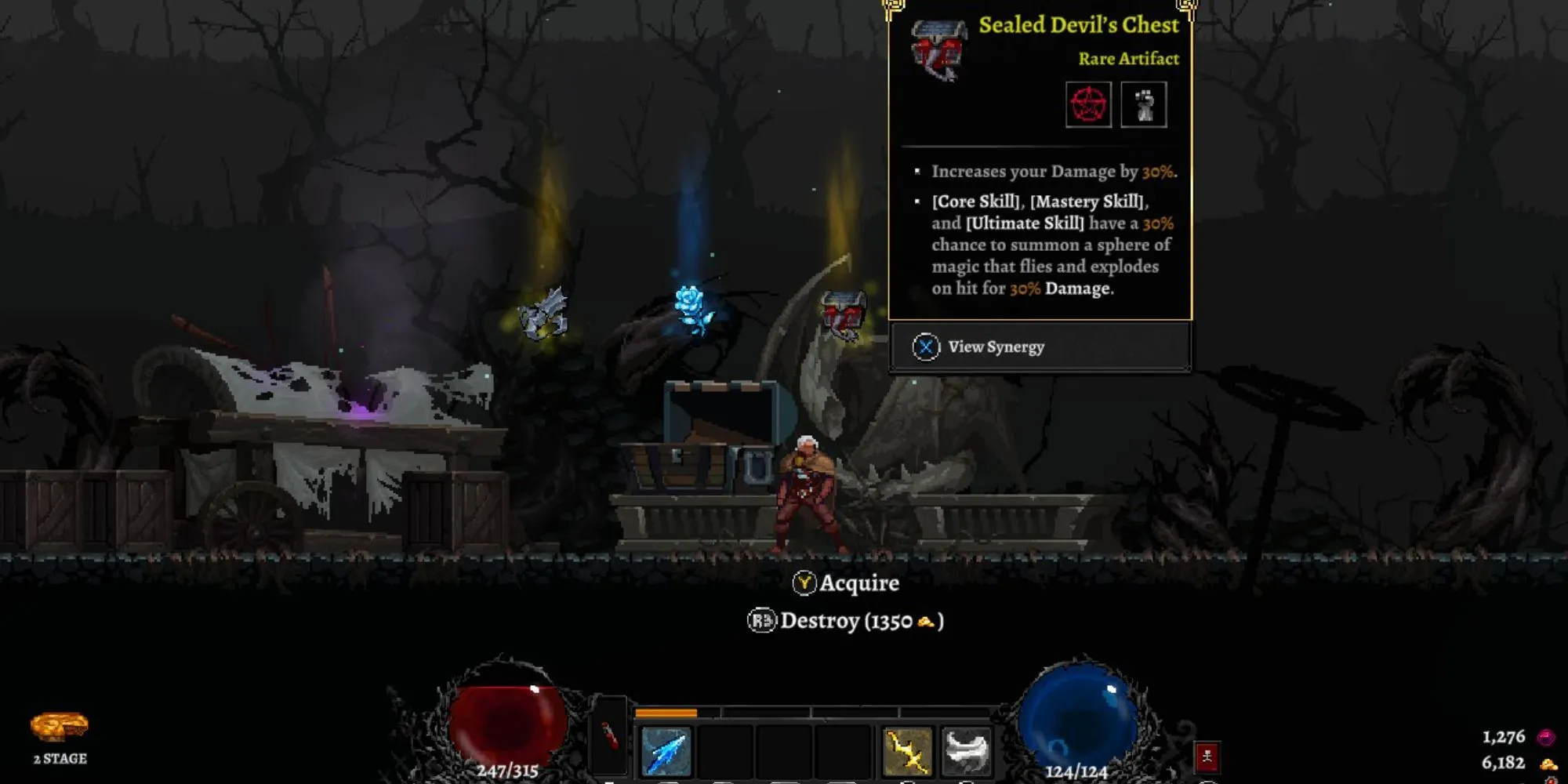Giao diện hiển thị các Artifact và khả năng kết hợp Synergy trong Dragon Is Dead