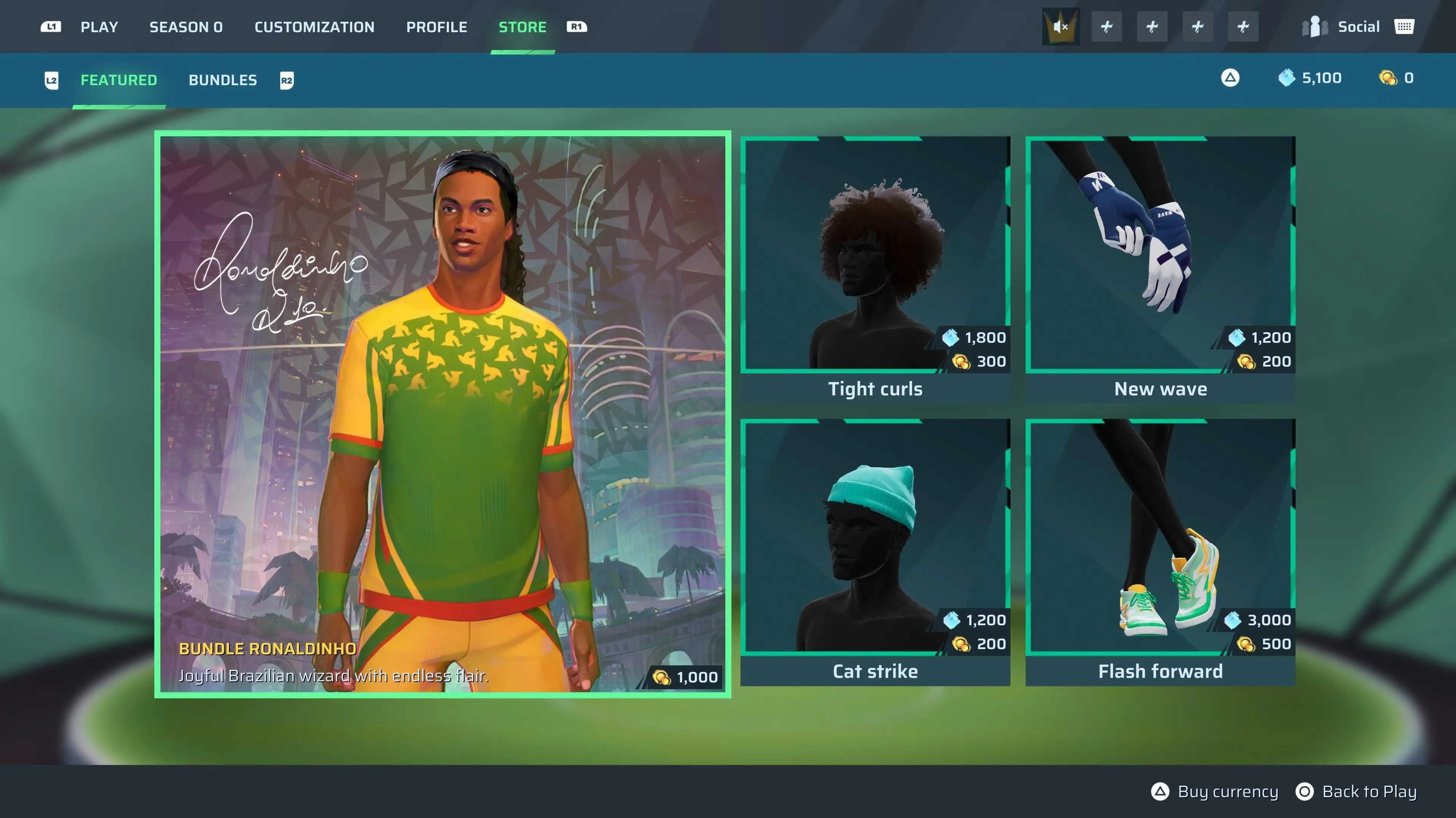 Gói vật phẩm Ronaldinho trong game Rematch, minh họa hệ thống trang phục live service