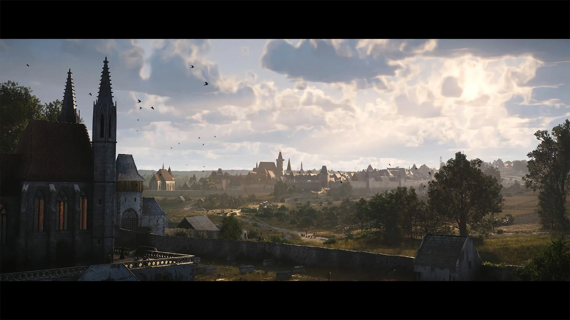 Henry đang cưỡi ngựa qua một ngôi làng Trung cổ trong Kingdom Come Deliverance II, thể hiện không khí sống động và chân thực của thời đại.