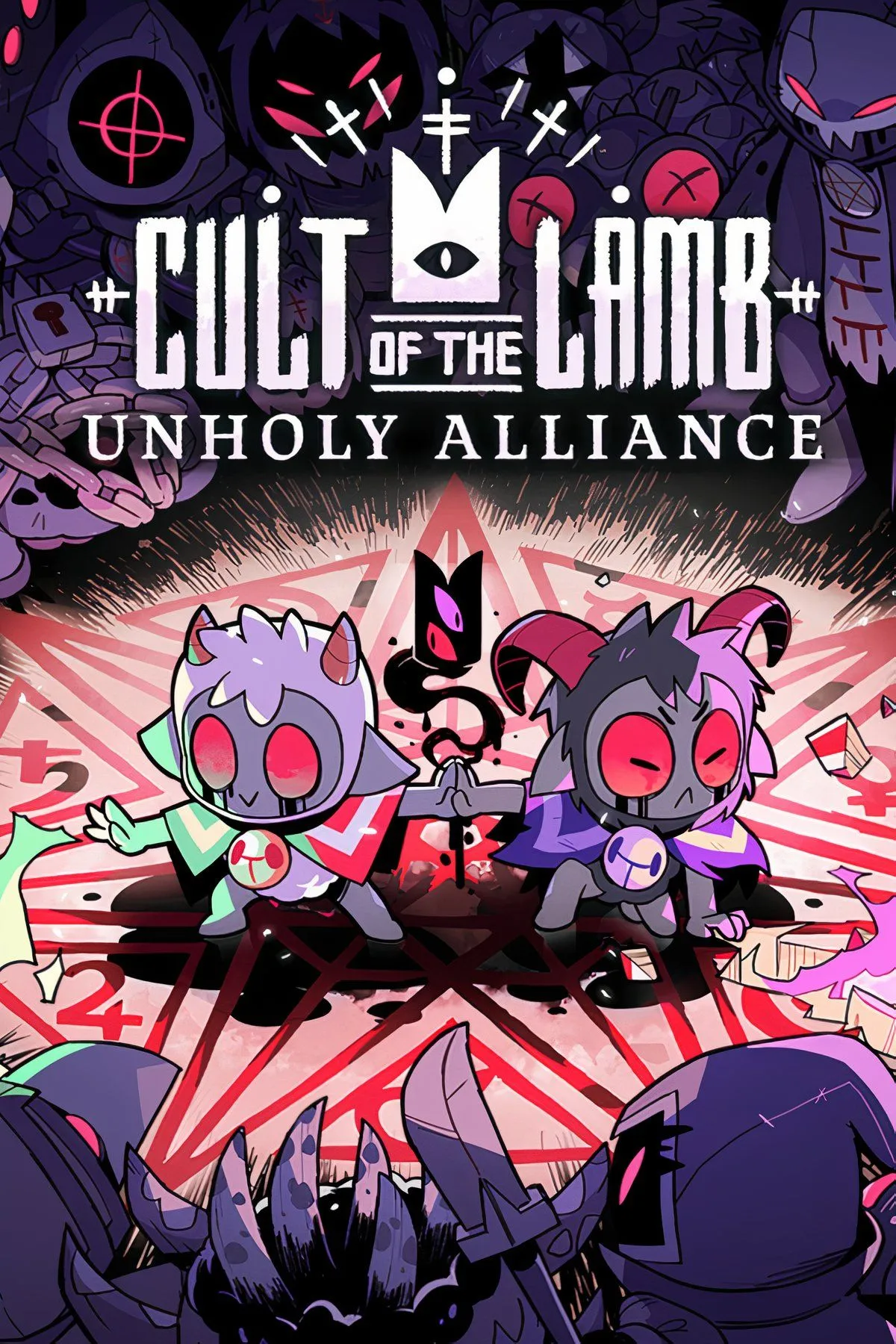Hình ảnh bìa của Cult of the Lamb, game roguelite đáng yêu nhưng đầy u tối