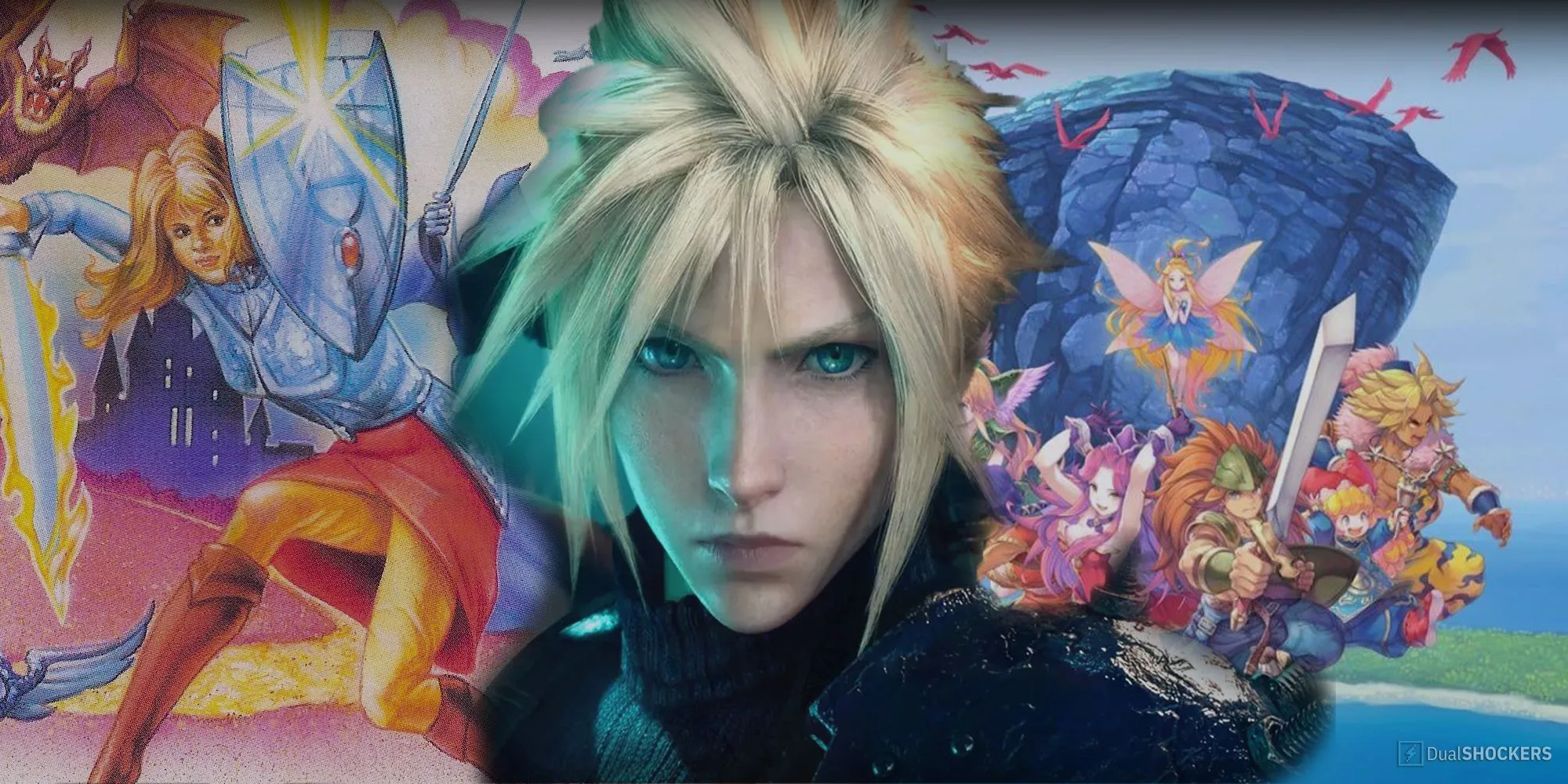 Hình ảnh ghép các bản làm lại RPG cổ điển hay nhất (Phantasy Star, Final Fantasy 7, Trials of Mana)