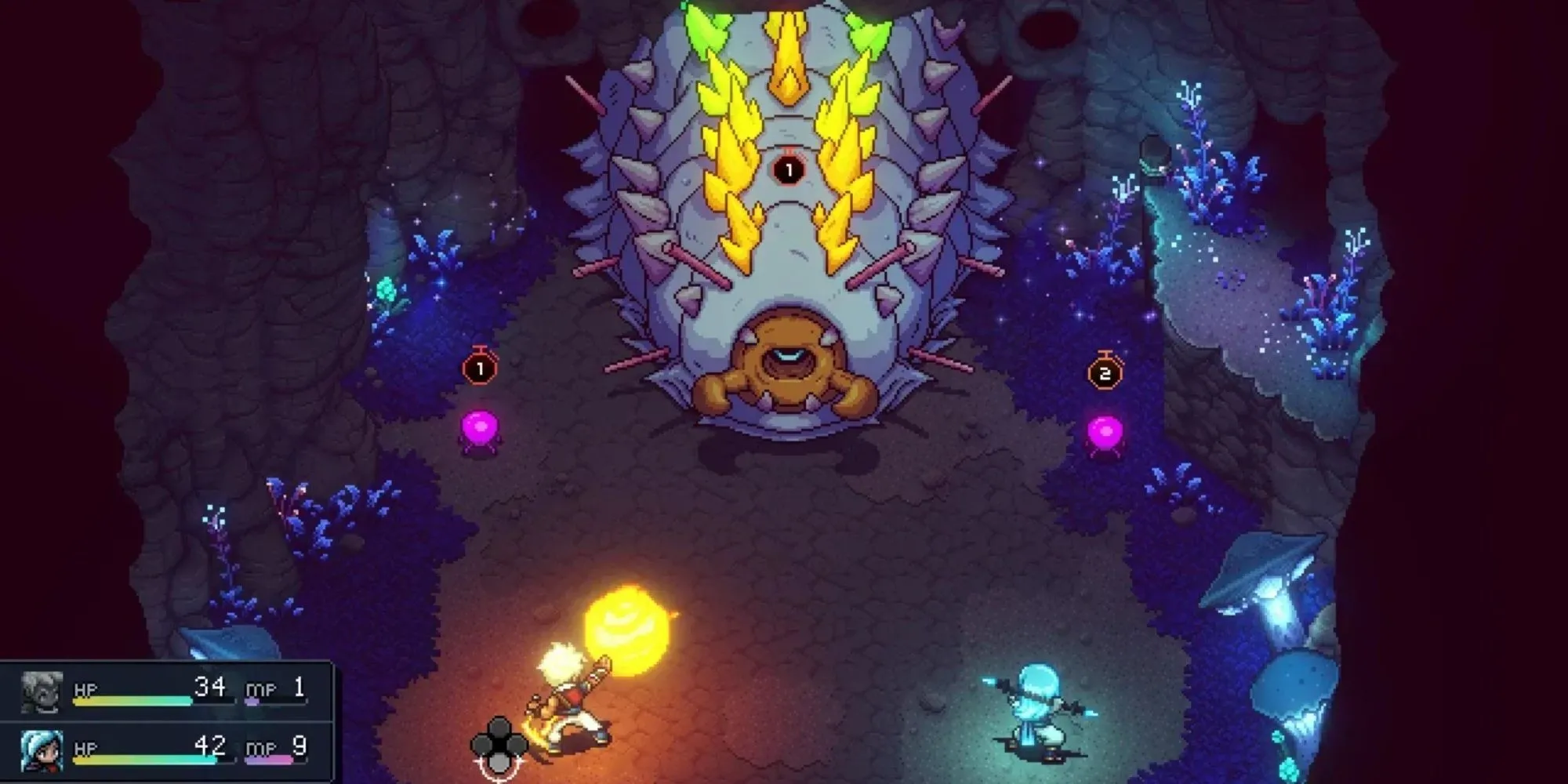 Hình ảnh nhân vật chính trong game Sea of Stars trên bản đồ thế giới