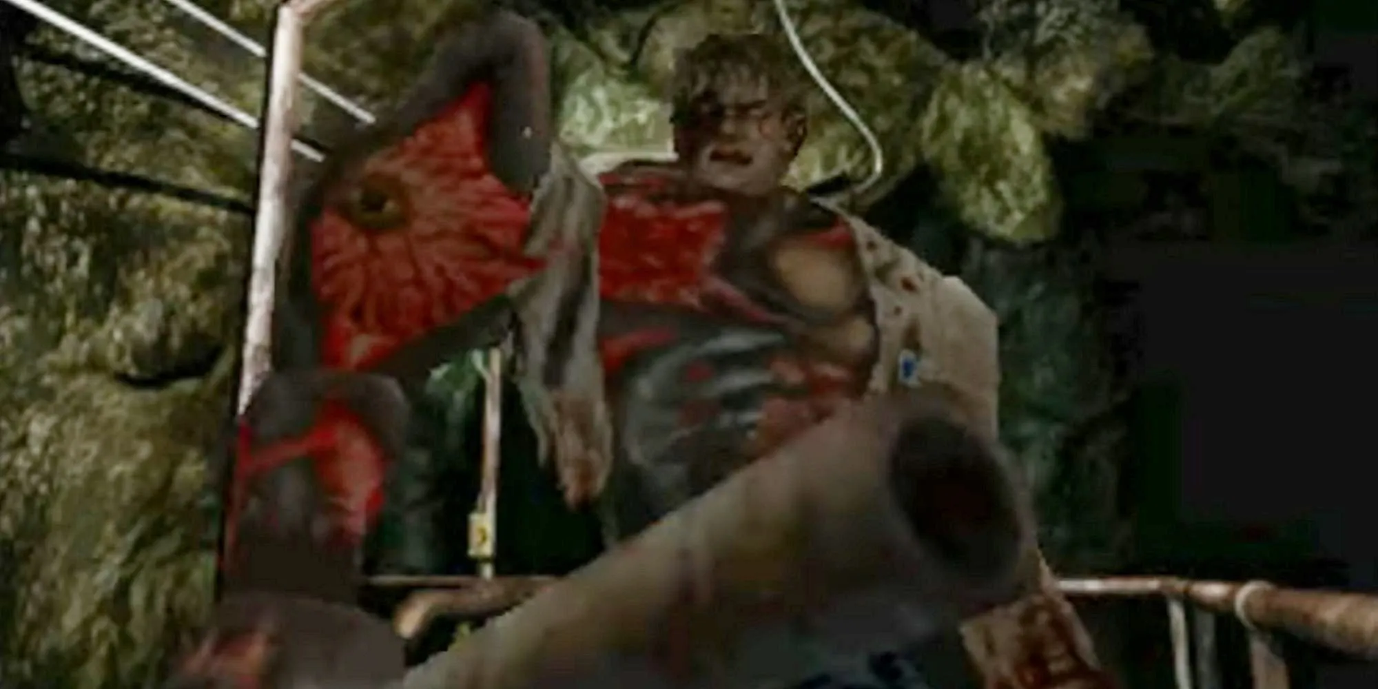 Hình ảnh William Birkin ở dạng đột biến kinh dị trong game Resident Evil 2 PS1